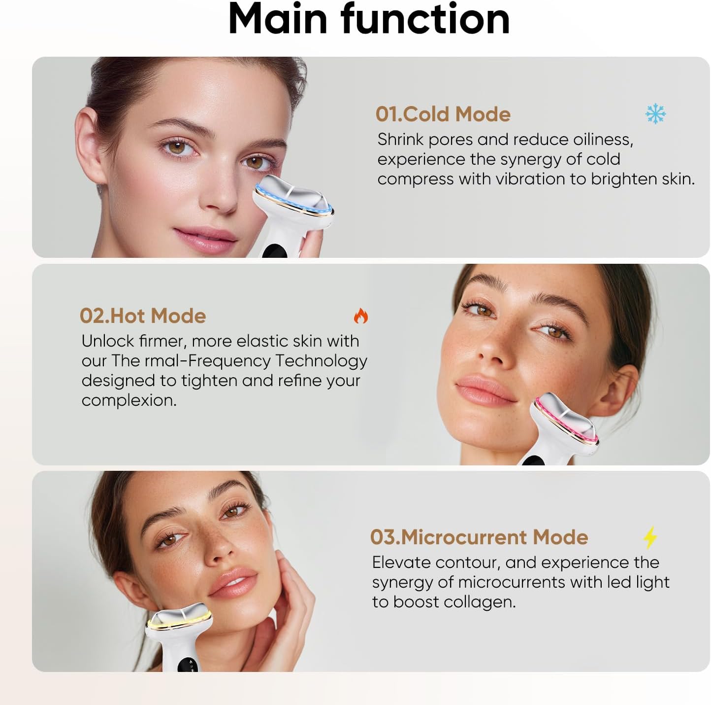 Microcurrent Facial Device with Red Light Therapy - 7-in-1 LED Sculptor & Cooling Gua Sha for Face Neck Eye Firming, Depuffing & Double Chin Reduction