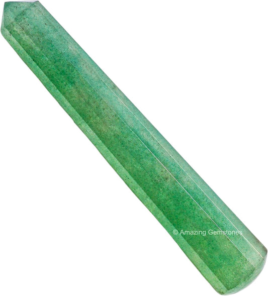 Amazing Gemstone Green Strawberry Quartz Crystal Wand Massage Stick - Pelvic Wand Gua Sha for Adults - Crystals and Healing Stones Massage Wands for Adults Gifts (Pointed)