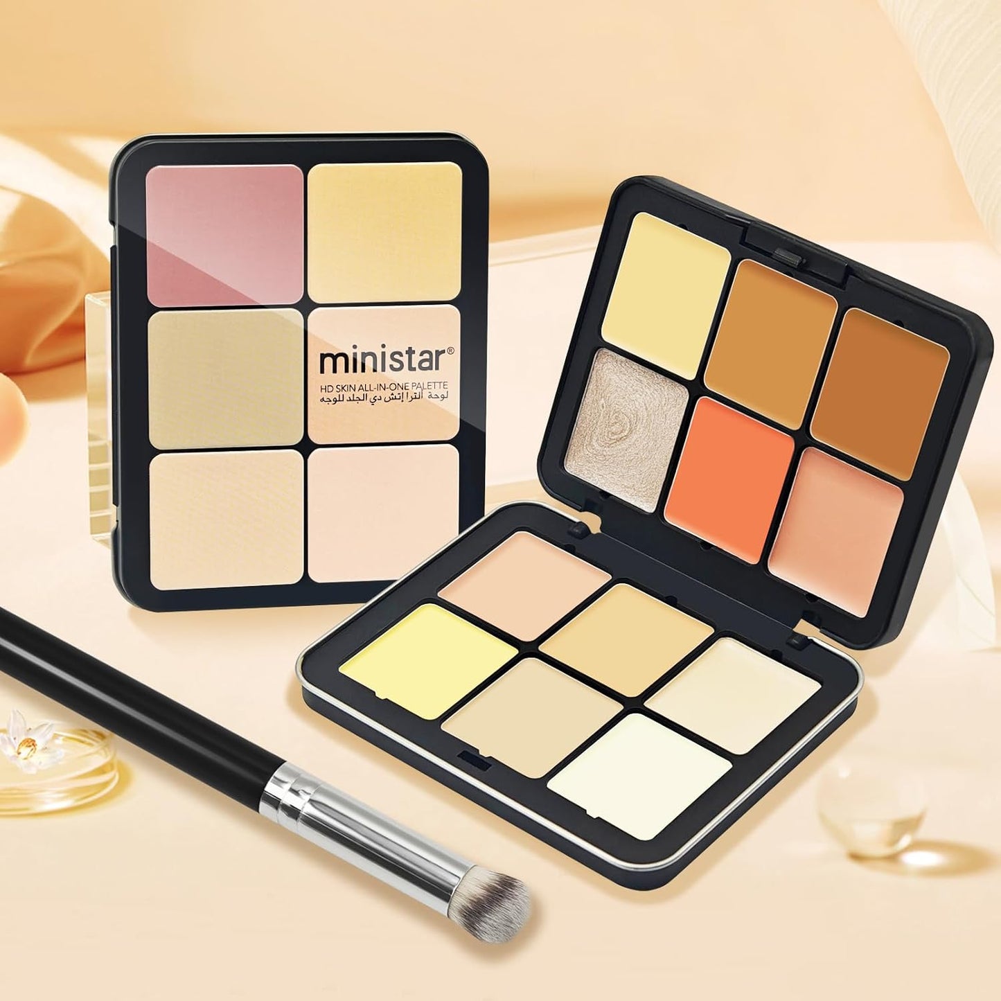 12 Colors Cream [Blush+Contour+Concealer+Highlighter] Makeup Palette for Cheeks - Multi-functional Makeup Palette with Brush, Natural Matte Long Wearing, Waterproof Face Makeup Palette (#04)