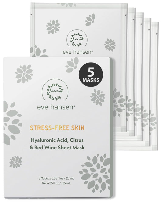 Eve Hansen Collagen Face Mask Sheets Set of 5 – Hydrating & Nourishing Care for All Skin Types – With Hyaluronic Acid, Tangerine Peel, Blueberry Extract & Spinach Leaf