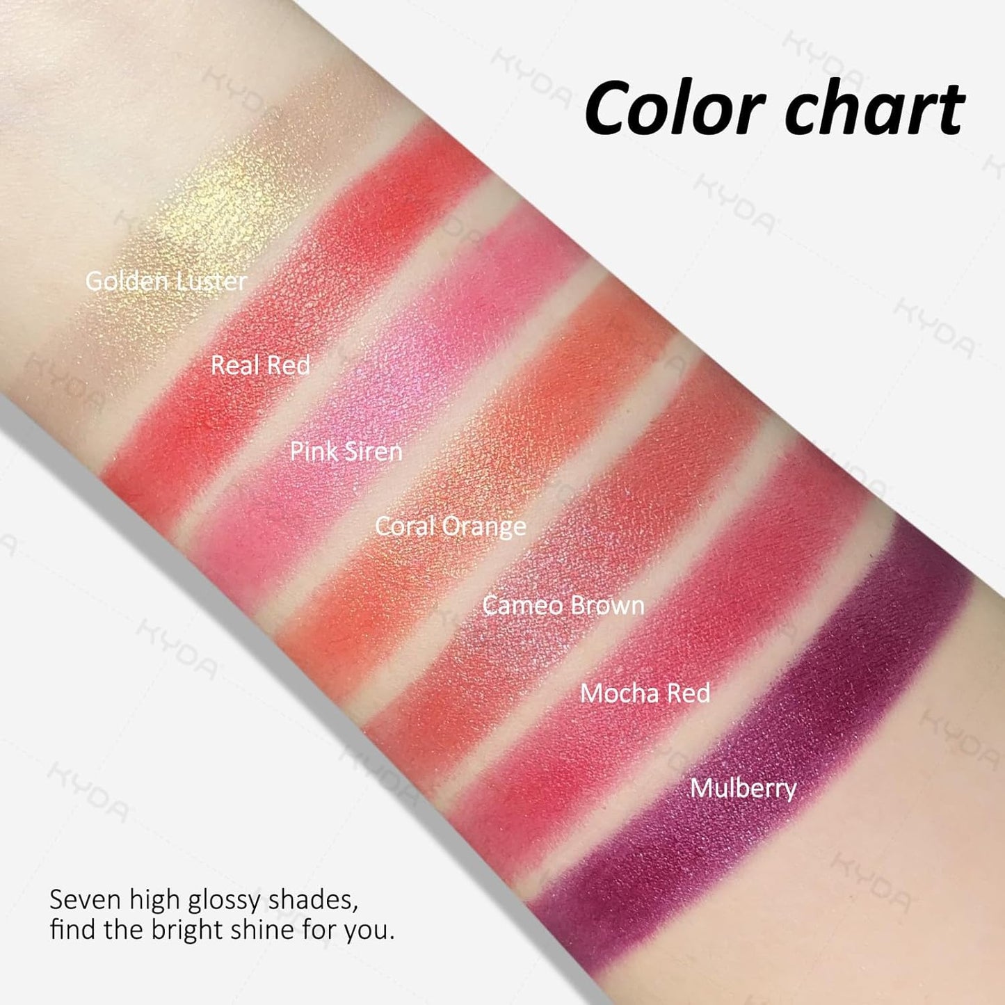 KYDA Purple Shimmer Lipstick, Metallic Pearl Lipstick, Lasting Non-sticky Glitter Lips Color, High Glossy Lips Makeup for Women, Mulberry