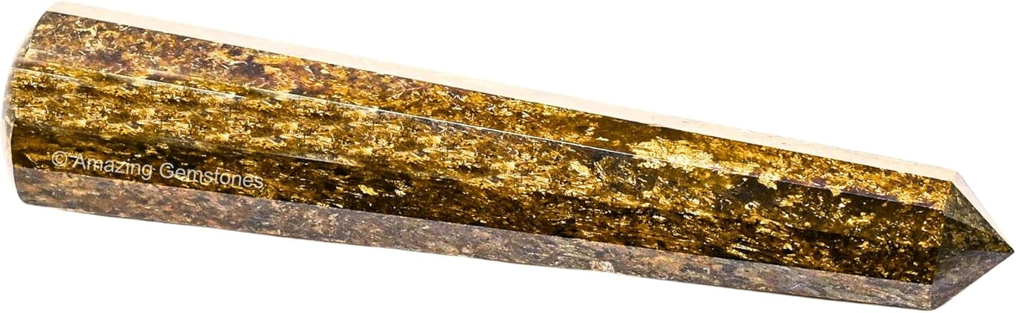 Amazing Gemstone Bronzite Crystal Wand Massage Stick - Pelvic Wand Gua Sha for Adults - Crystals and Healing Stones Massage Wands for Adults Gifts (Pointed)