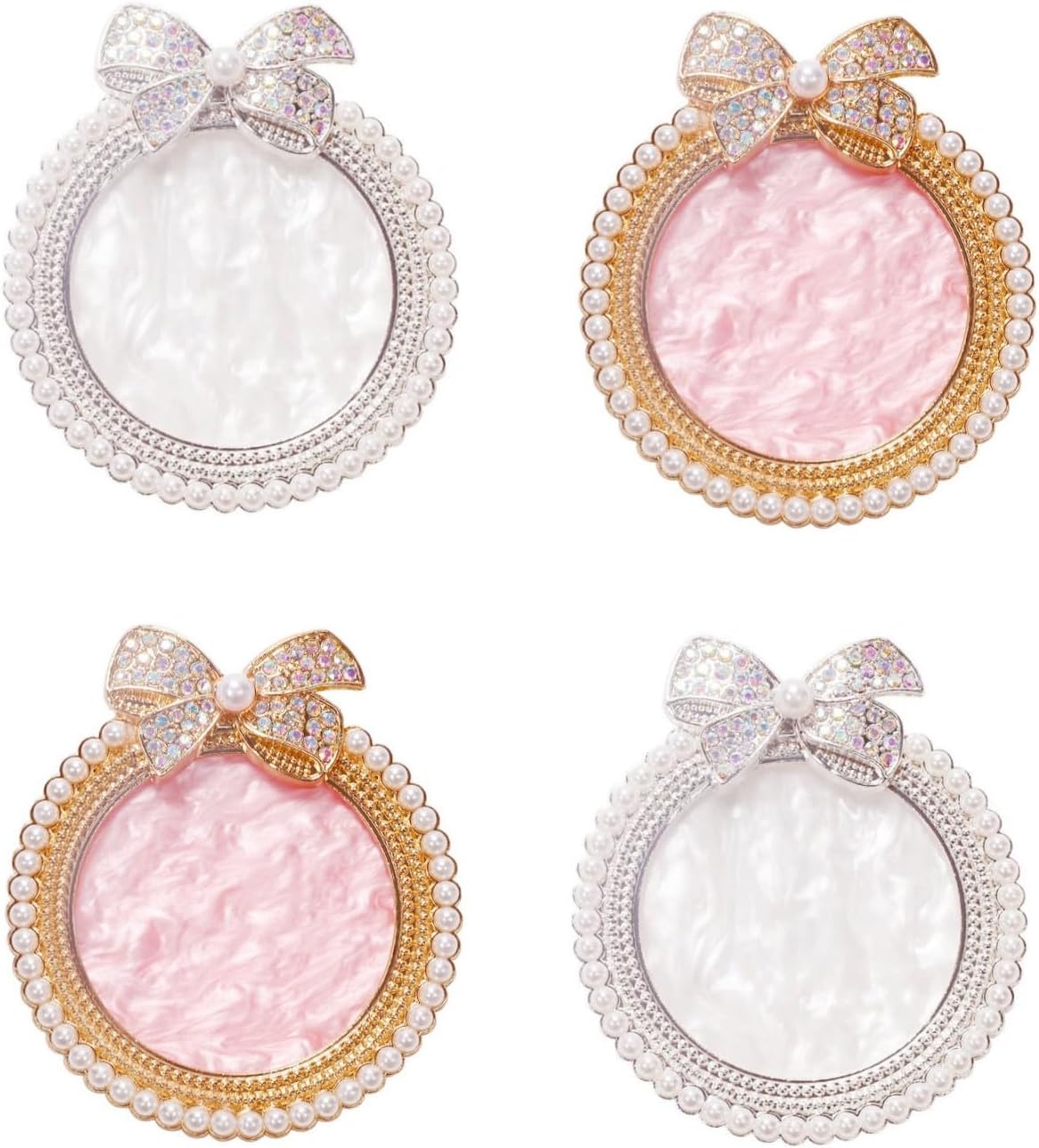 4Pcs Resin Nail Art Plalette Nail Polish Mixing Plate Gel Palette Manicure Tool for Nail Art Display (Pink Silver)