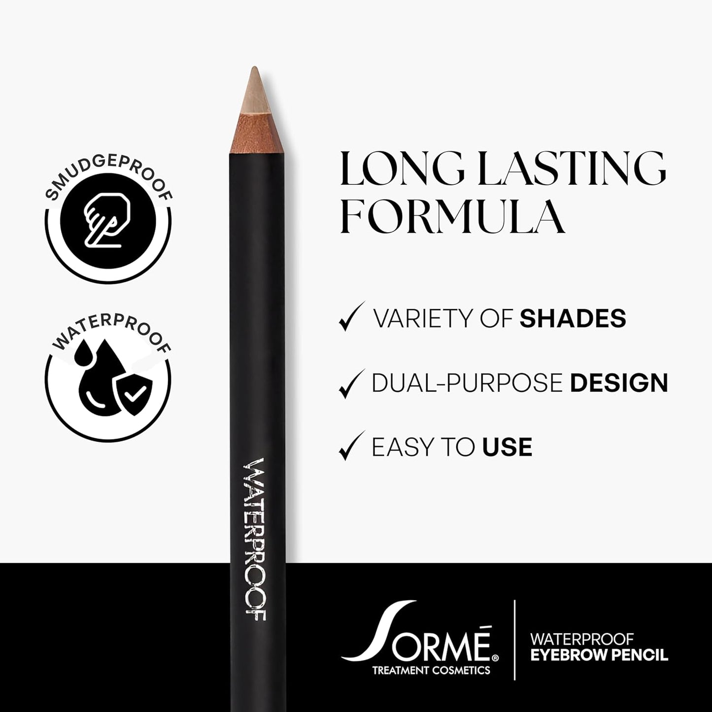 Sorme Natural Definitive Waterproof Eyebrow Pencil 0.04 oz | Smudgeproof Soft Blonde Eye Brow Pencil | Dual Purpose Brow Pencil and Brush Combo | High Definition Waterproof Eyebrow Makeup
