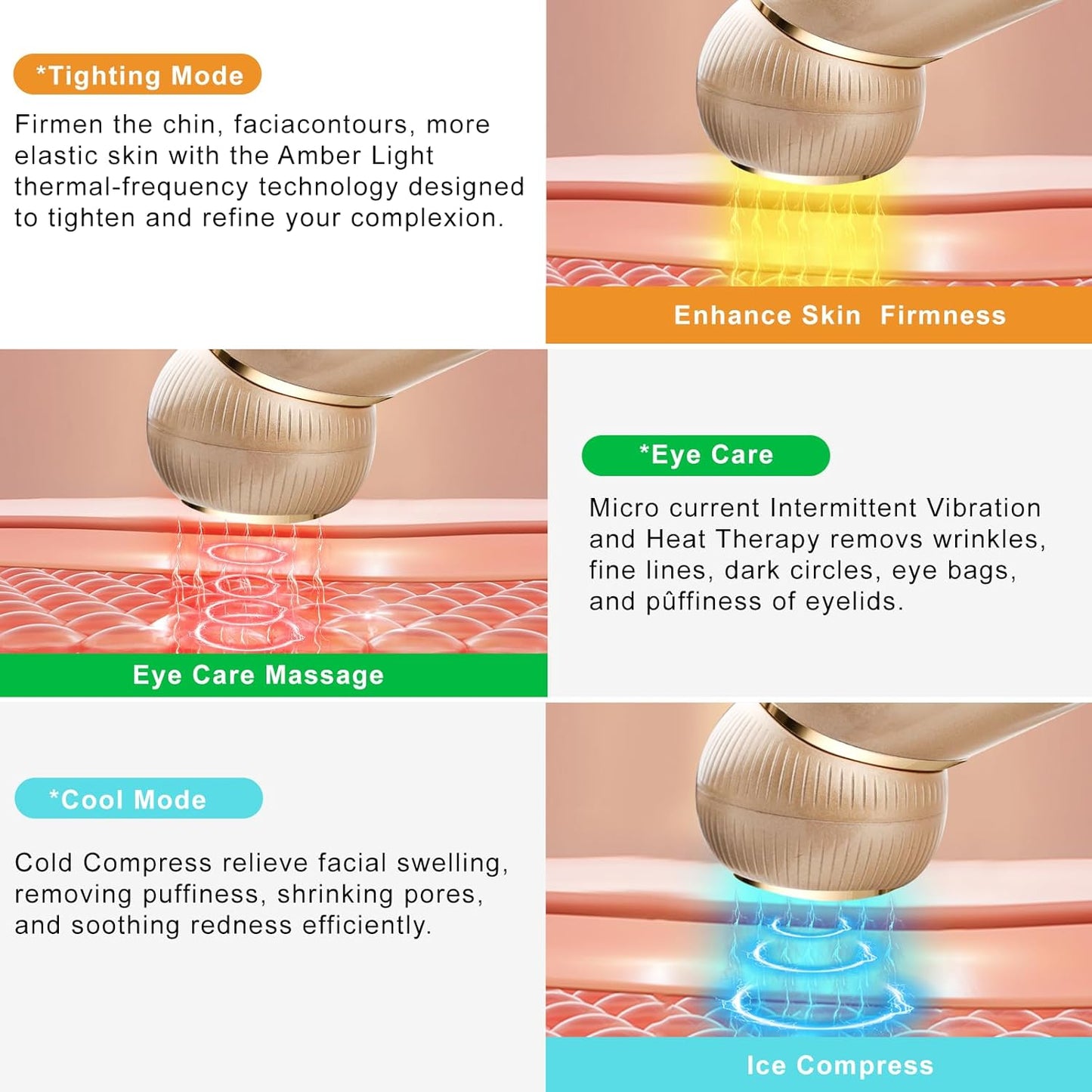 Microcurrent Facial Device,Radio Frequency Skin Tightening Face Machine Treatment of Facial Wrinkles and mild to Moderate inflammatory