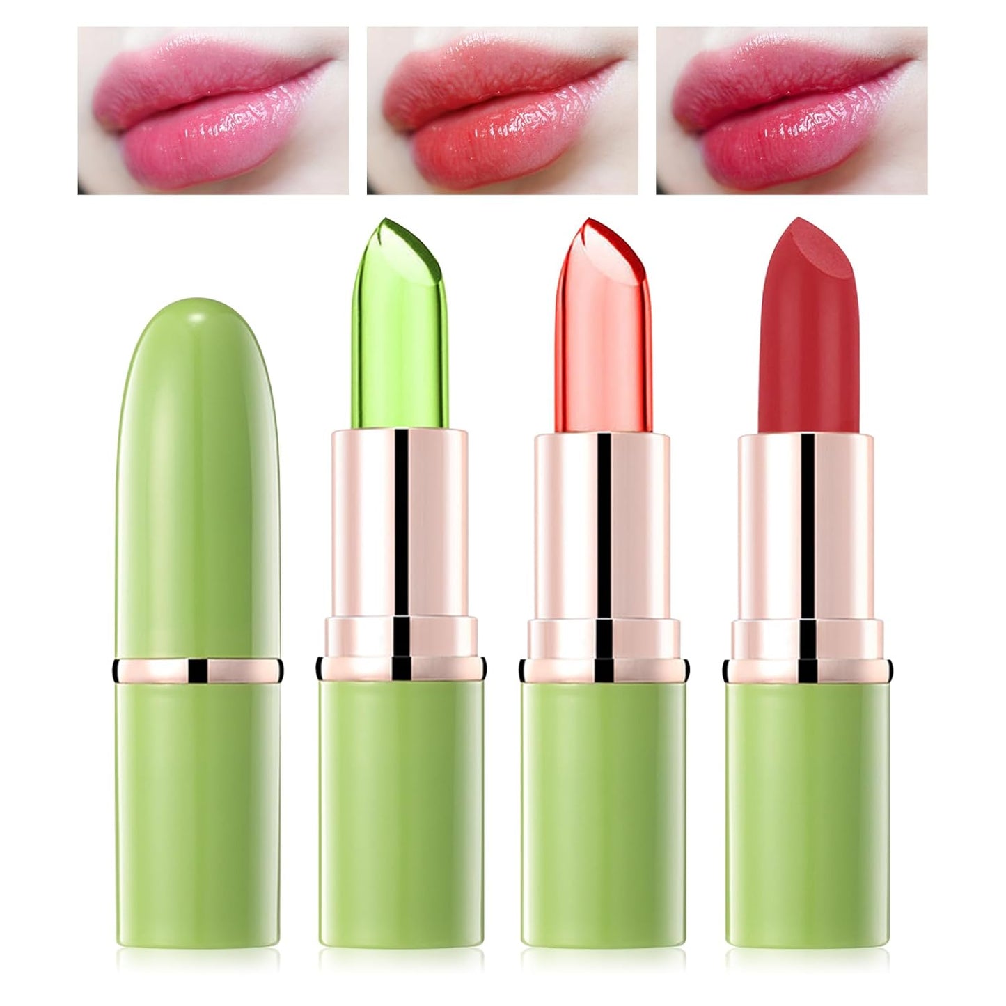 3PCS Aloe Vera Color Changing Lipstick,Crystal Jelly Tinted Lip Balm,Magic Color Change Lipgloss Set,Hydrating Lip Balm,Long-lasting Waterproofing Lipstick for Makeup