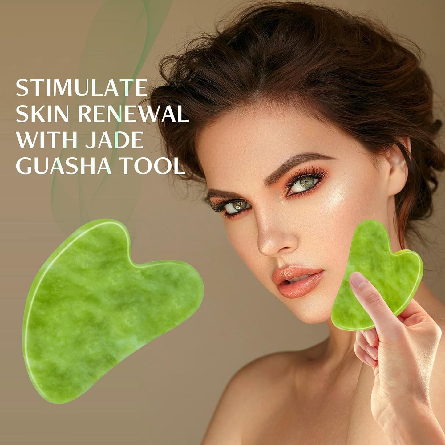 Jade Roller & Gua Sha Facial Tools, Natural Anti-Aging Jade Beauty Skin-Care Tool Face Roller to Rejuvenate Facial Skin Cooling, Slimming & Firming, Great as Stocking Stuffers