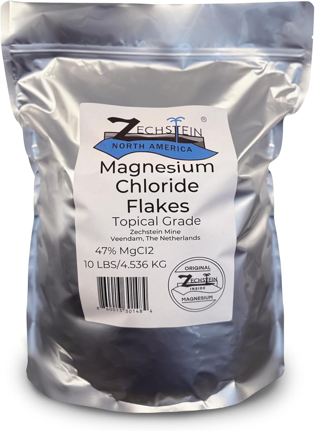 Authentic Zechstein Inside Bulk Magnesium Flakes: Magnesium Chloride Flakes for Baths | Pure, Organic, Transdermal Elemental Magnesium - 10 LB Bag