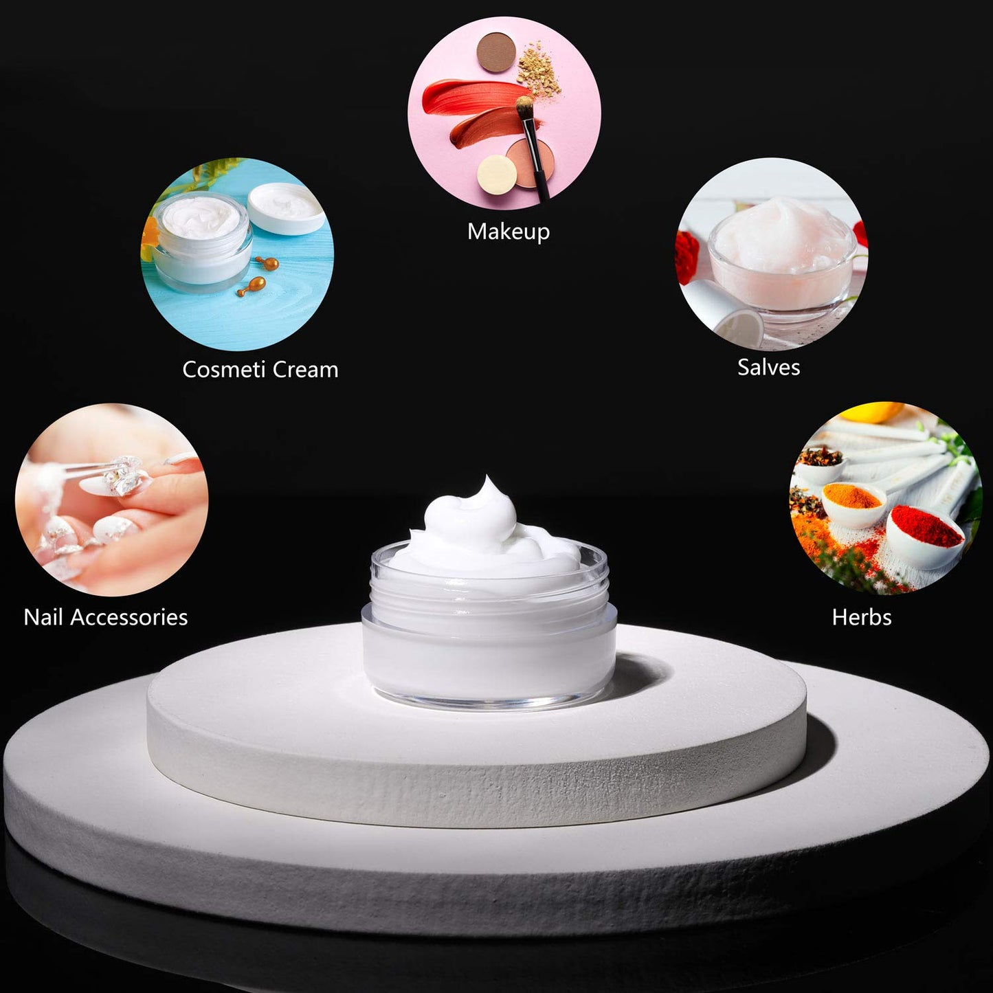 100 Count Mini Makeup Sample Containers with Lids 10g Plastic Cosmetic Containers Refillable Traveling Jars for Skin Care Products - White