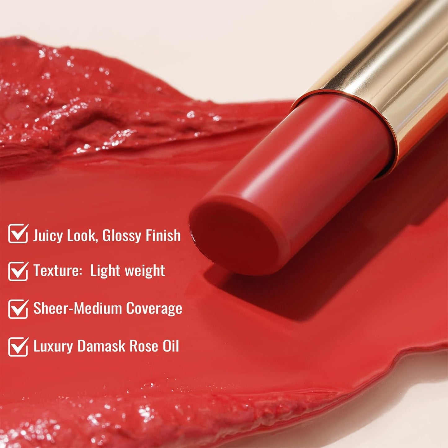 Oulac Moisturizing Shine Lipstick For Women Christmas Set 2PCS, 2 in 1 Tinted Lip Balm for Winter, Hydrated Juicy and Glossy Lip Color for Dry, Cracked and Chapped Lips, Vegan [01+16]