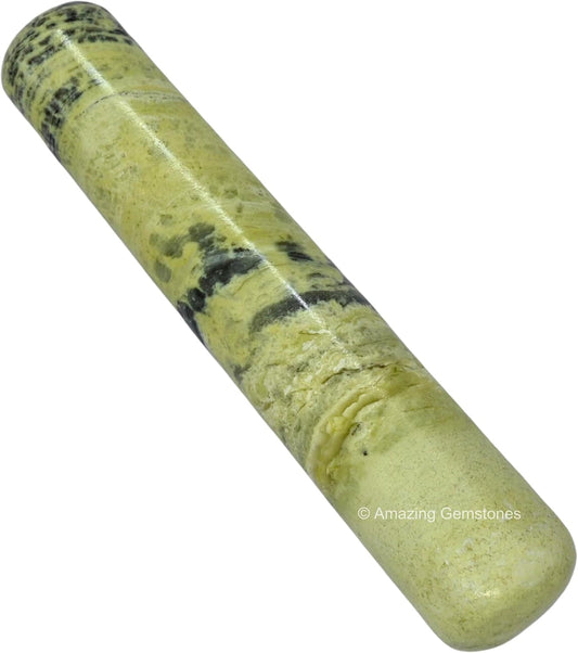 Amazing Gemstone Serpentine Crystal Wand Massage Stick - Pelvic Wand Gua Sha for Adults - Crystals and Healing Stones Massage Wands for Adults Gifts (Smooth)