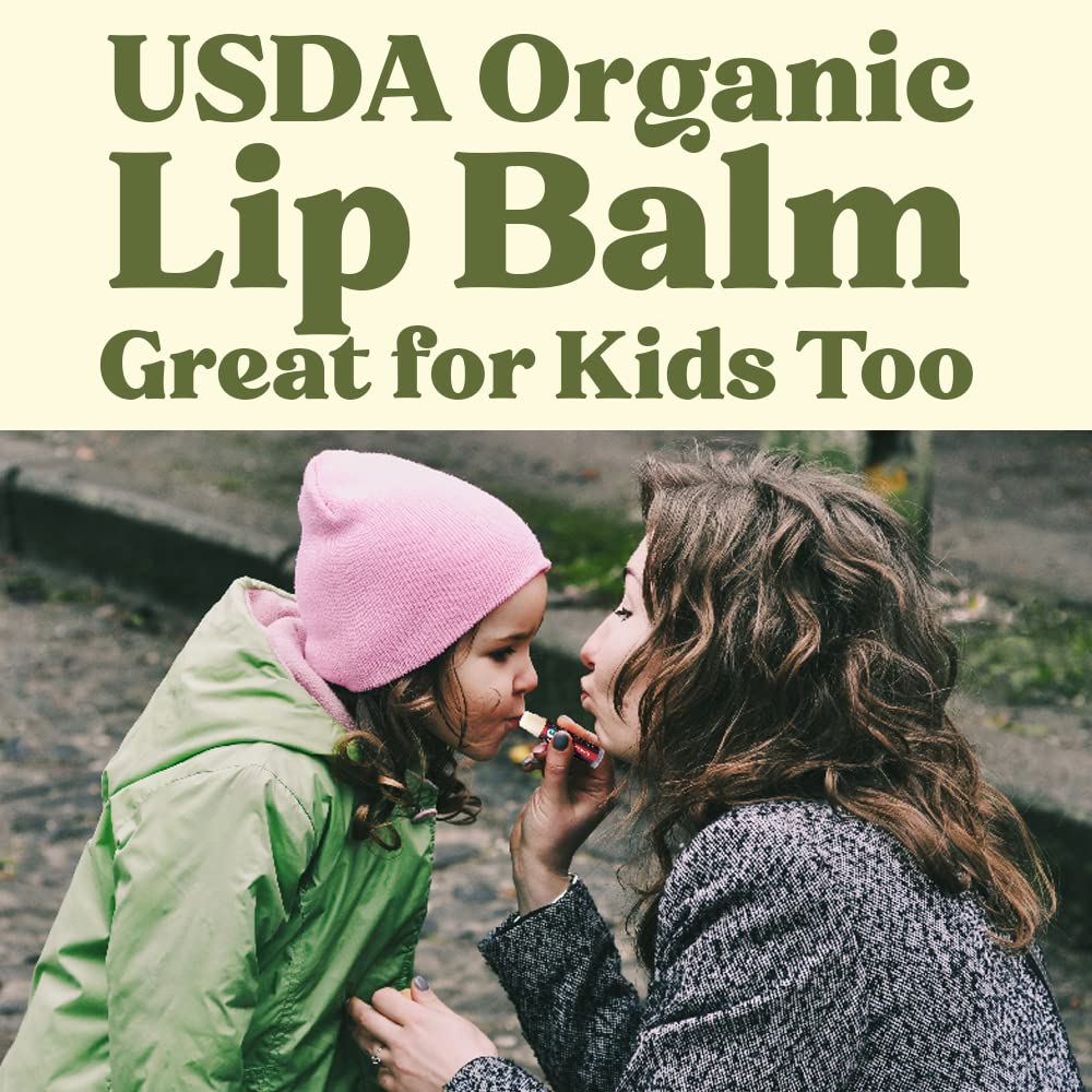 Earth's Daughter USDA Organic Lip Balm 4-Pack Creamy Coconut Flavor - Beeswax, Coconut Oil, Vitamin E - Best Lip Repair Chapstick for Dry Cracked Lips