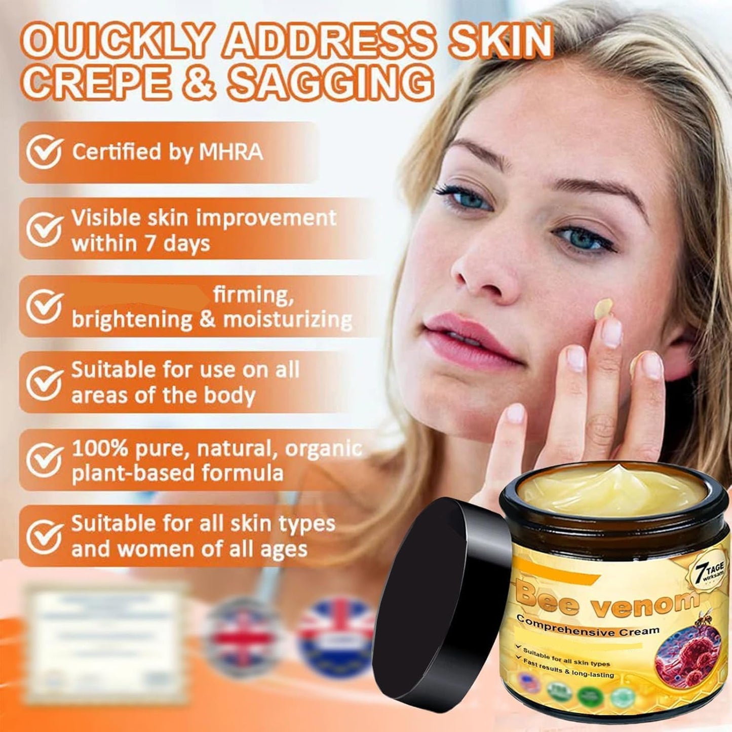 Bee Venom Comprehensive Bee Cream,2025 Professional Treatment Cream Wrinkle Removal Anti-Aging Moisturizing,Effective In Reducing Skin Blemishes (2PCS)