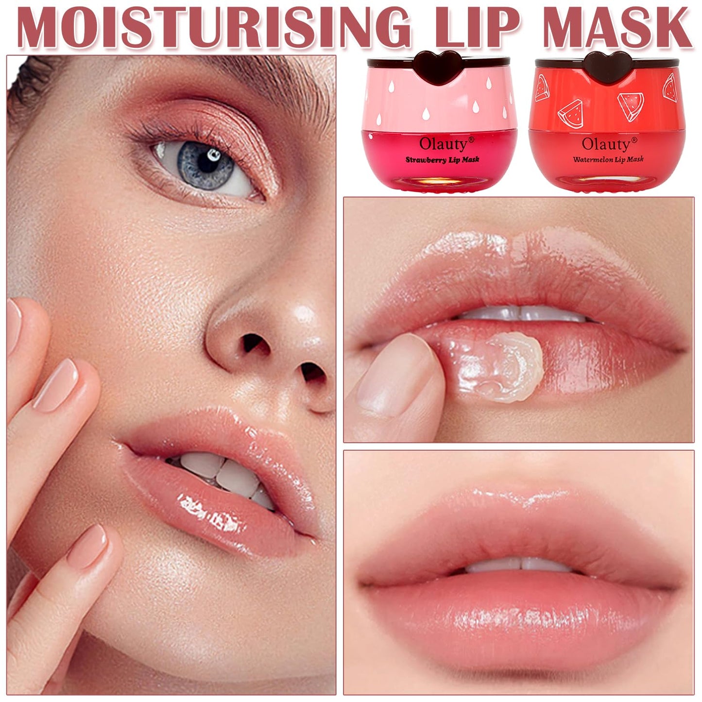 4 PCS Bee Lip Balm Lip Mask Honey Pot,Strawberry&Honey&Watermelon&Apple Lime Lip Sleeping Mask,Hydrating Prevention Dry Lip Care,Moisturizing Lip Mask Overnight Reduces Lip Lines
