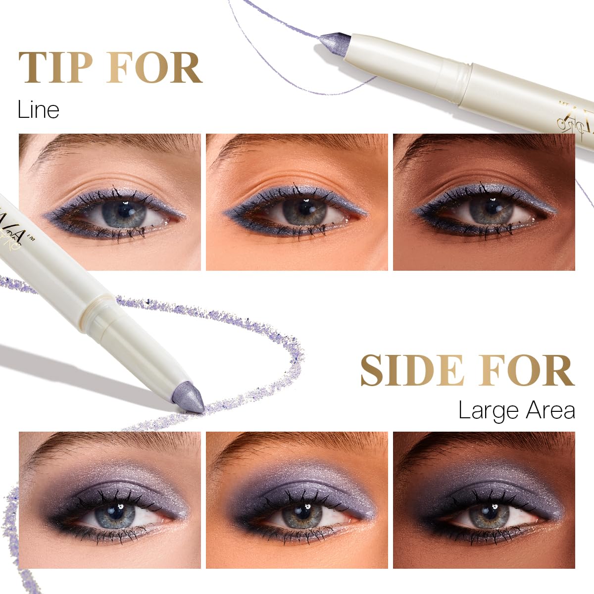 Eyeshadow Makeup Stick, Cream Shimmer, Eyeshadow Highlighter Makeup Eye Brightener Pencil Sticks Cosmetics, with Built-in Brush and Sharpener