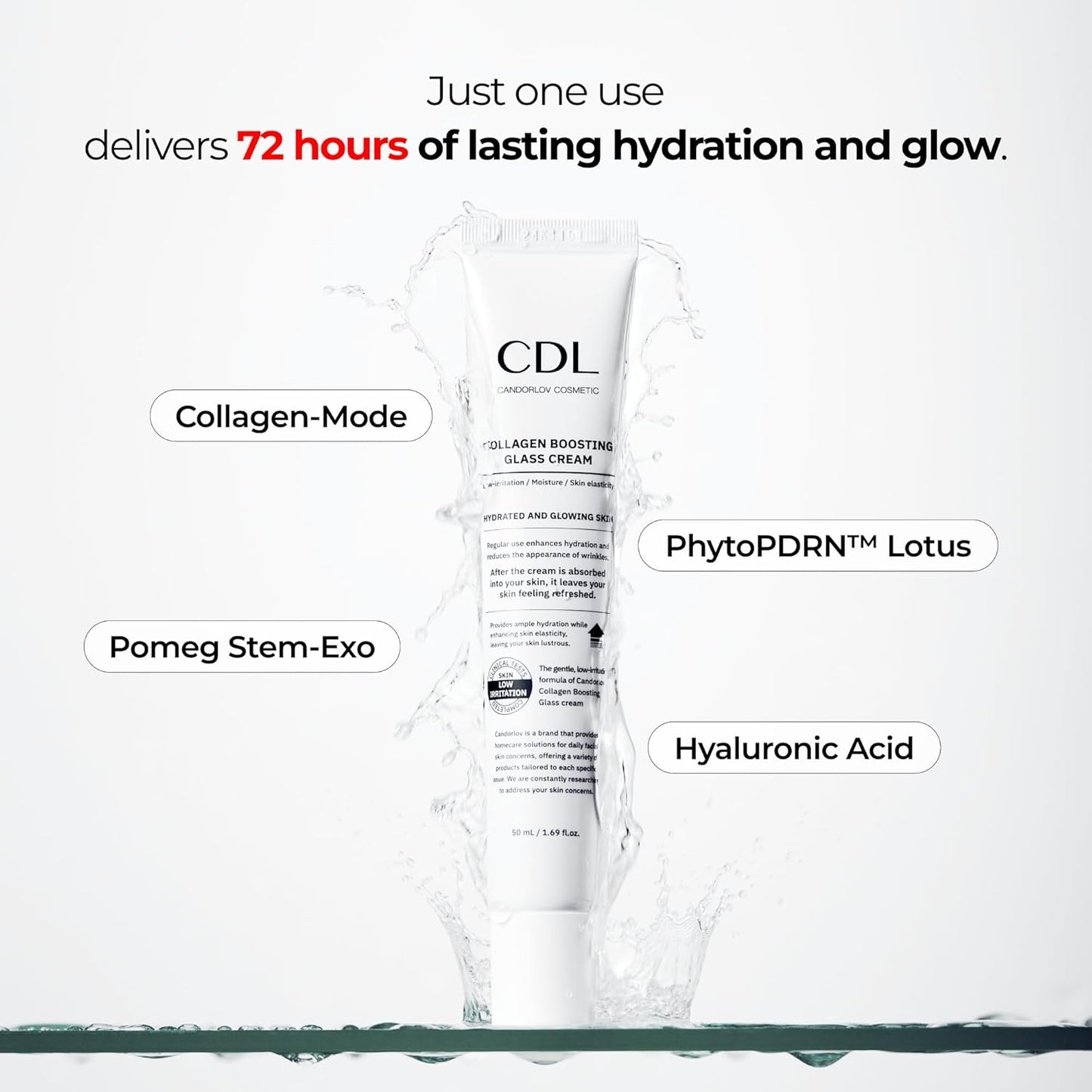 Korean Collagen Duo: Overnight Collagen Lifting Hydrogel Mask (5pcs) + 72HR Hydrating Glass Glow Cream with PDRN, Hyaluronic Acid & Low Molecular Collagen for Firm, Elastic, Radiant Skin