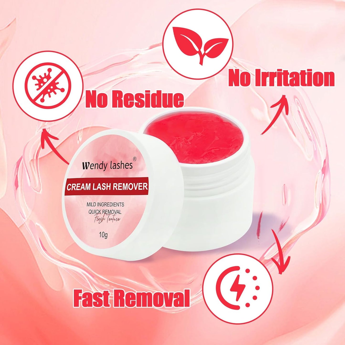 Wendy Lash Remover for Eyelash Extensions: Effectively Cluster Glue Remover Cream, Red No Flavored