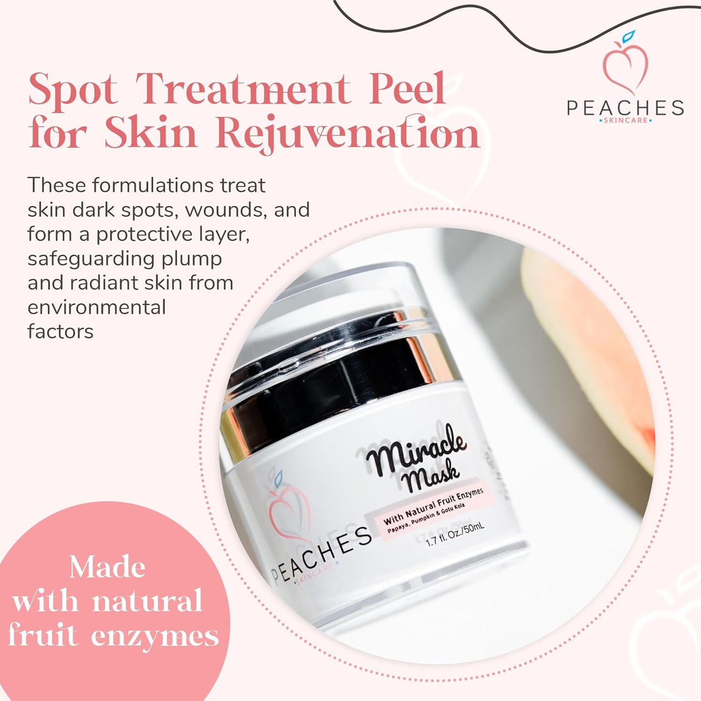 Hydrating Face Mask with Beeswax, Avocado Oil, Pumpkin, and More – Gently Removes Dead Skin Cells – Miracle Mask (1.7 oz)