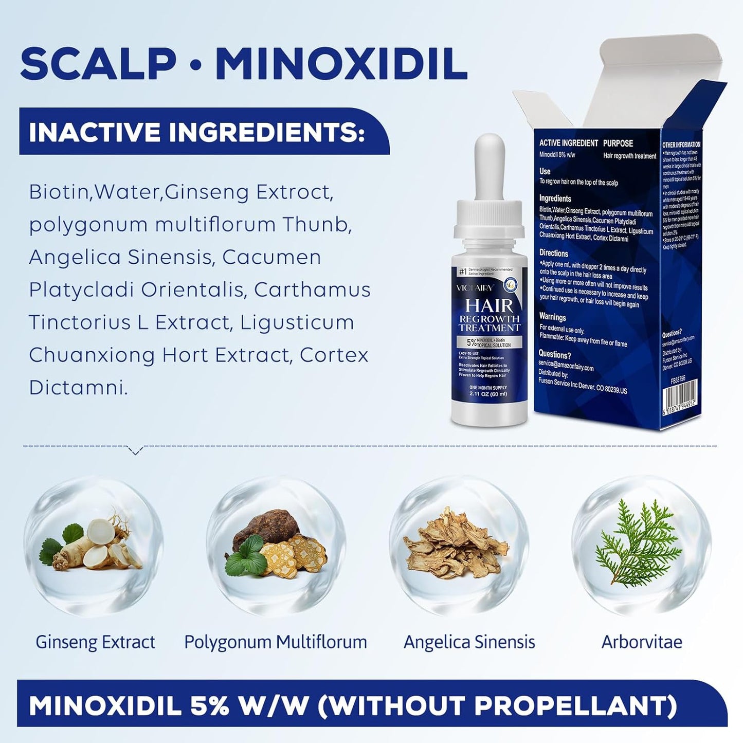 5% Minoxidil for Men and Women, Hair Regrowth Treatment for Thinning Hair and Hair Loss, Topical Solution - 1 Months Supply - Dermatologist recommended (Pack of 1)