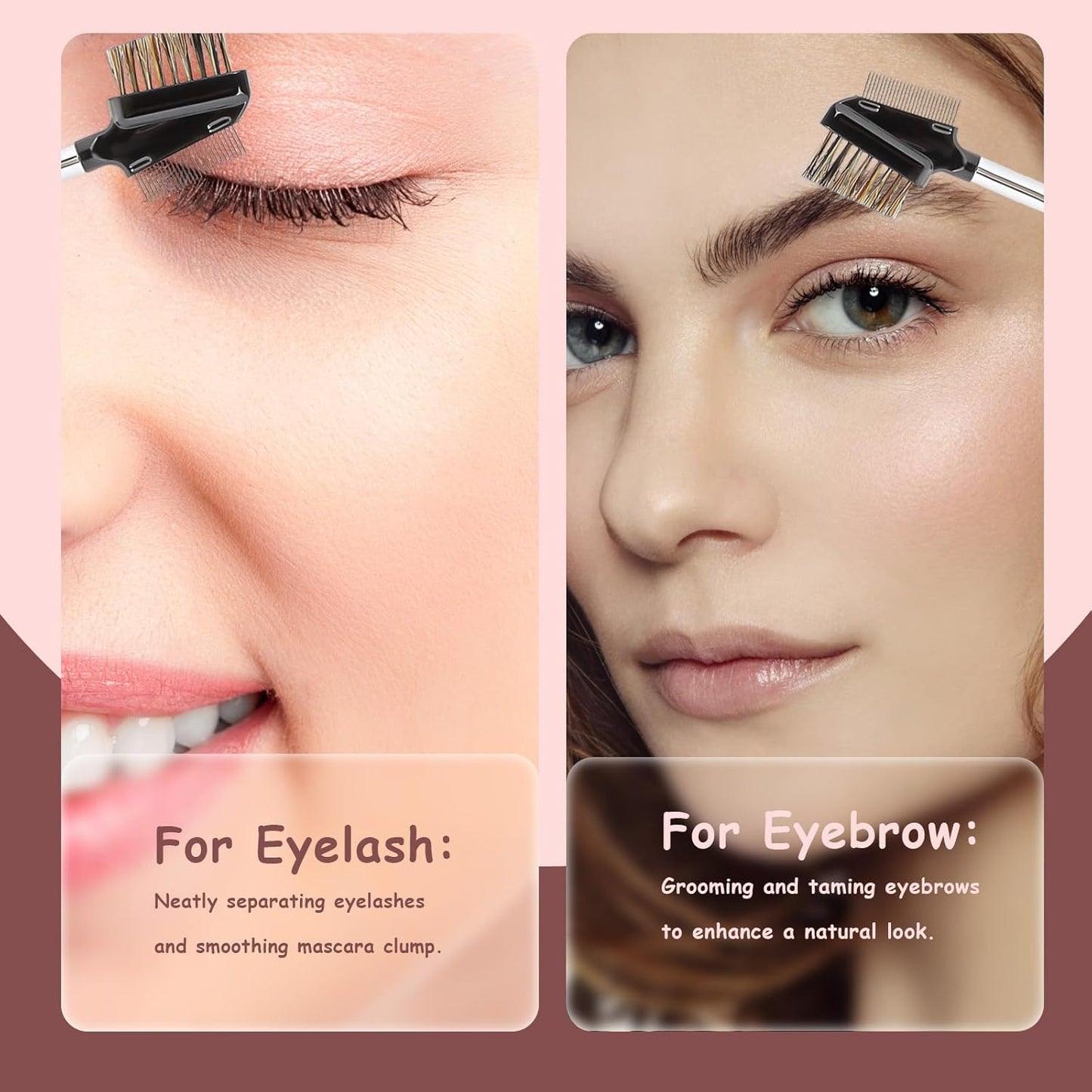 1 Pcs Eyebrow Brush, Metal Eyelash Comb, Resuable Dual Eyebrow Comb, Eye Brow Makeup Brush Eye Lash Comb for Eyelashes Extension (Bristles)