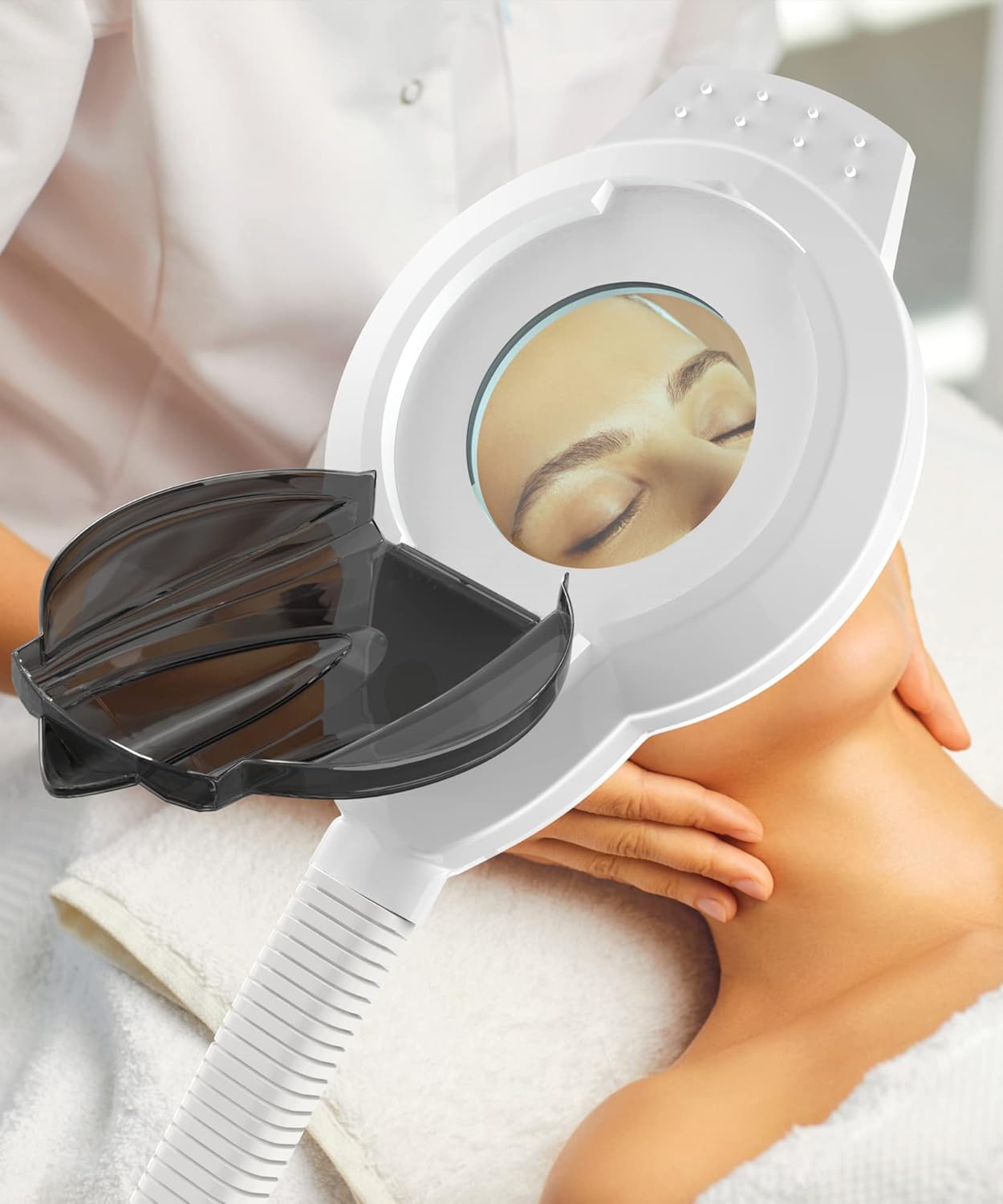 TASALON Professional 2 in 1 Facial Steamer With 5X Magnifying Foldable Arm, Ozone Mist Steamer for Face, Salon Spa Beauty Skin Care Equipment