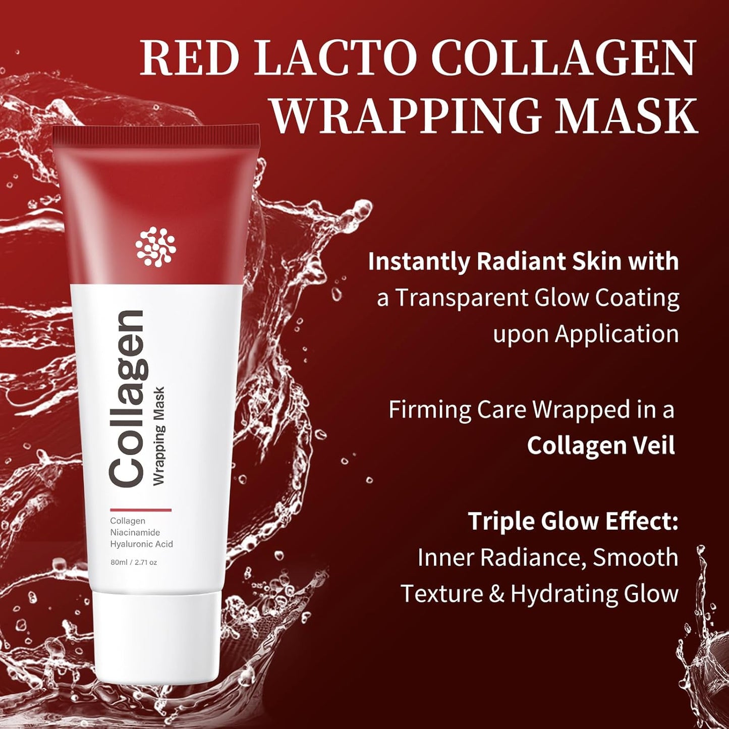 Collagen Night Wrapping Mask Hydrating Peel Off Face Mask for Women Tightening Lifting Facial Mask Skincare Anti Aging Collagen Masks for Wrinkles Fine Line Moisturizing Glowing Glass Skin 2.71oz/80ml