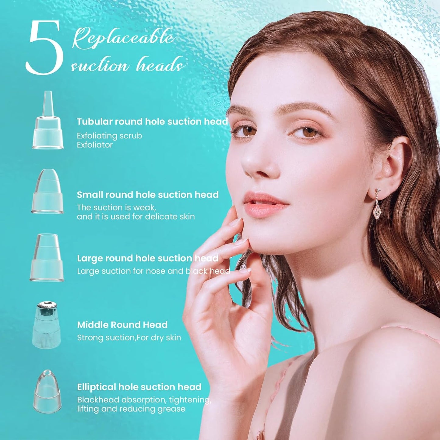 2025 Blackhead Remover Pore Vacuum, Blackhead Extractor-5 Suction Power 3 Adjustable Suction,USB Rechargeable Facial Pore Cleaner Kit Electric Acne Extractor Tool for Women & Men (White)