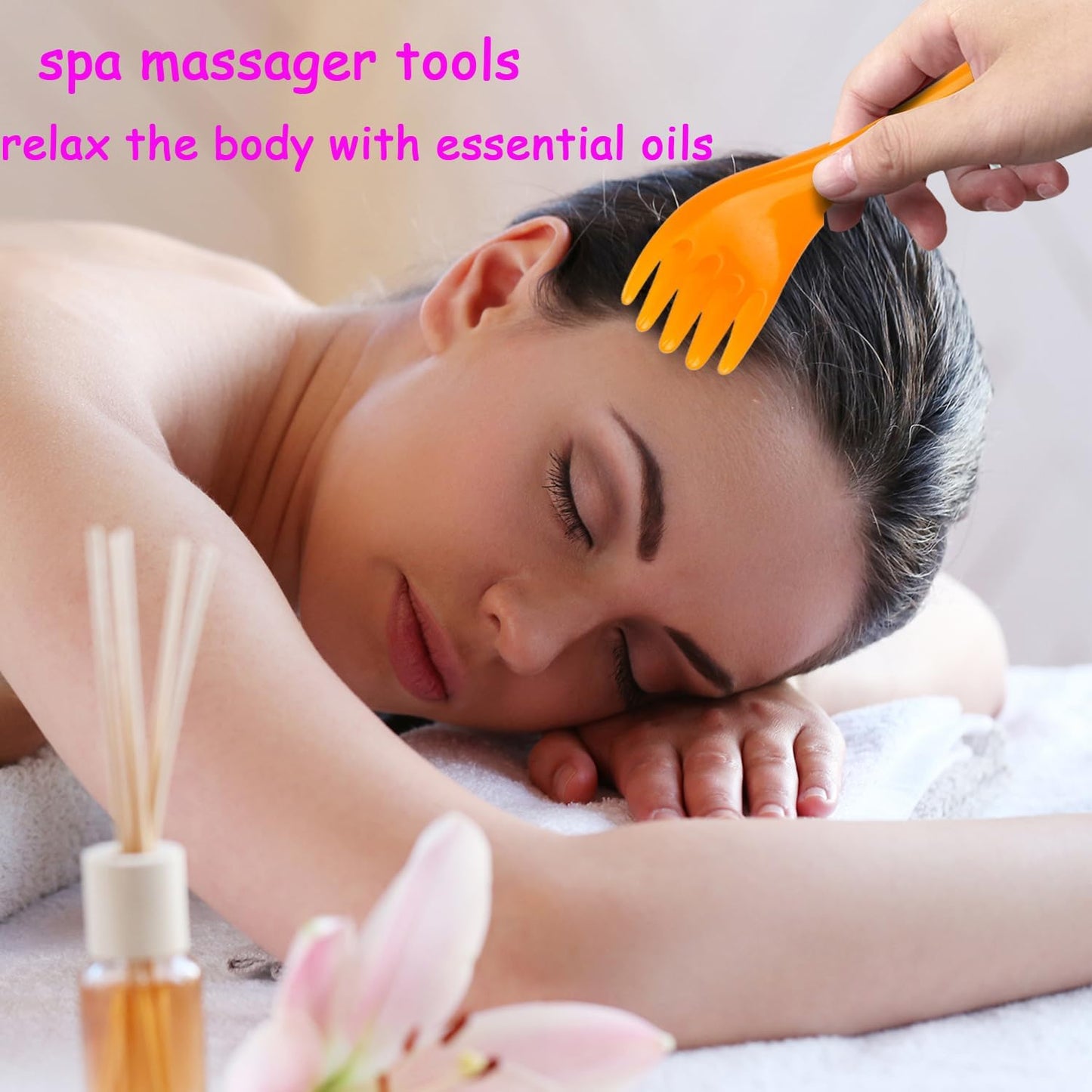 Scalp Massage Tools, 2-Pieces Head Scratcher Massager Whisk, Gift for Mother, Sister,Kids and Lover, Portable Resin SPA Tools with a Black Zippered Bag