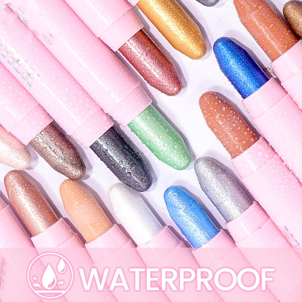 evpct 1Pcs Pearl White Shimmer Cream Eye Shadow Brightener Sticks for Eyes, Double Ended Cream Eyeshadow Stick Pencil Pen with Applicator, Eye Shadow Palette Highlighter Makeup Waterproof Pigmented 01