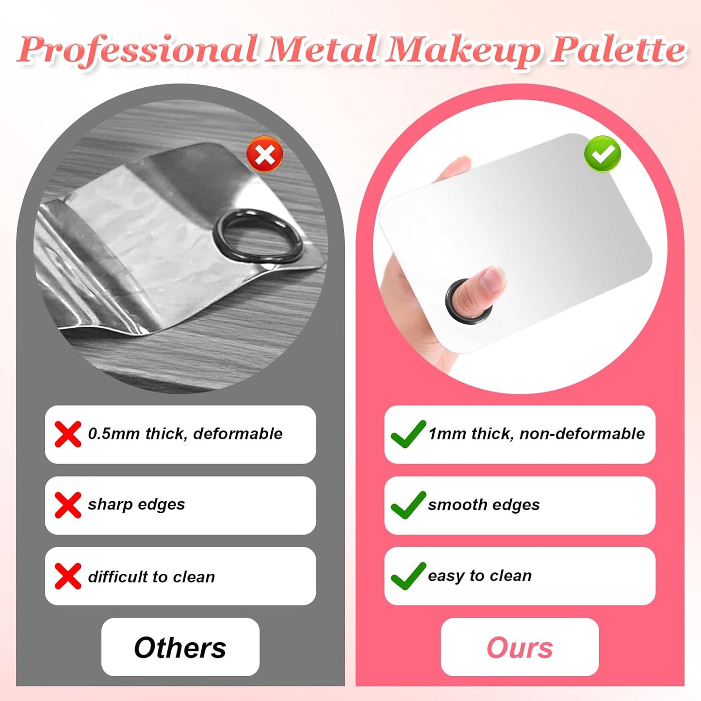 3Pcs Stainless Steel Cosmetic Makeup Palette Professional Cosmetic Mixing with Spatula Makeup Artist Tool Nail Art Palette for Mixing Foundation Eye Shadow Eyelash Nail Art Different sizes