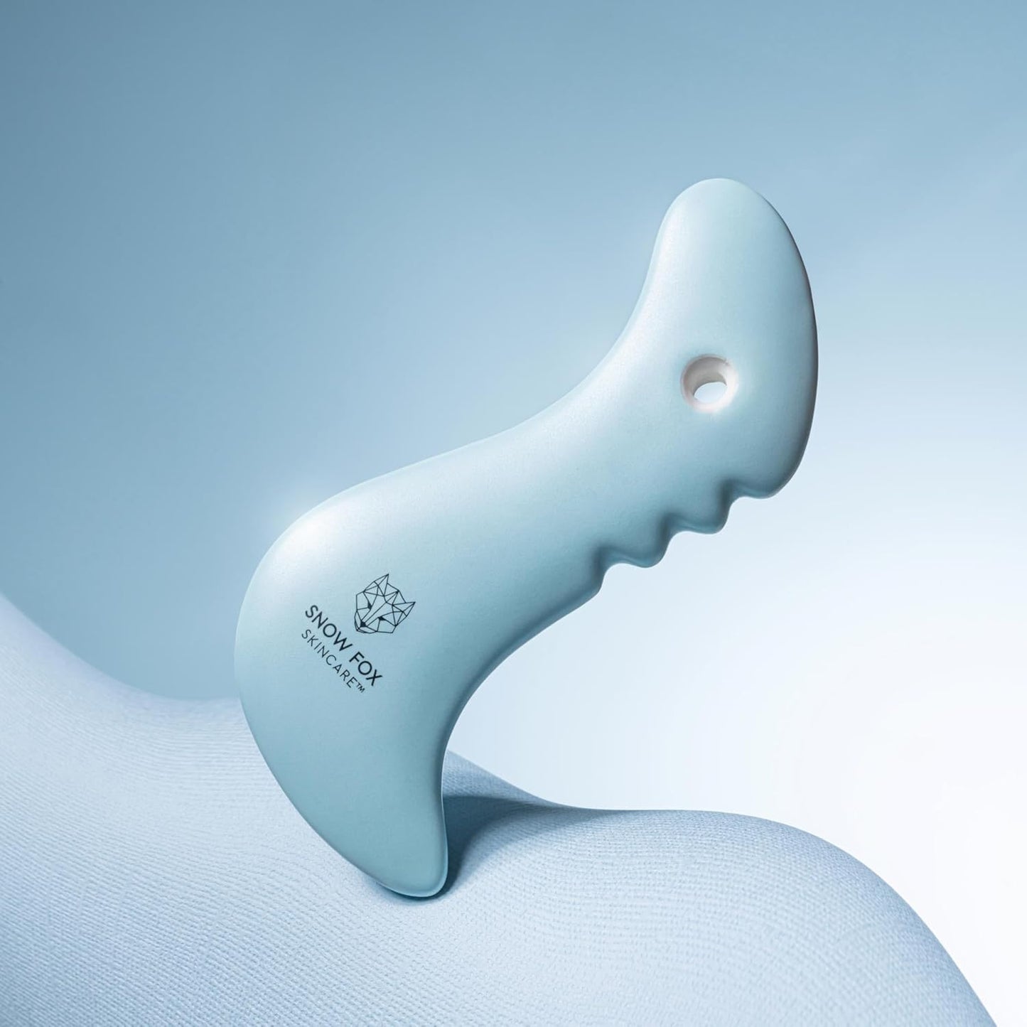 Snow Fox Porcelain Facial Gua Sha Tool | Sculpting Massager for Face Contouring, Lymphatic Drainage & Jawline Shaping | Acupressure Therapy Device | Reflexology Face Care (Arctic Blue)
