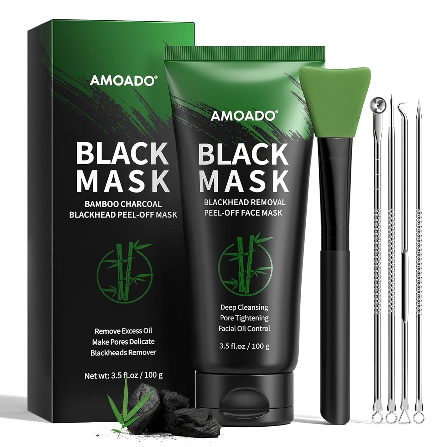 Blackhead Remover Mask, Charcoal Peel Off Mask Kit, (100g) Deep Pore Cleans,Oil Control, Blackheads Removal Peel Off Face Mask for Men & Women – Includes Brush,Extractor Tool