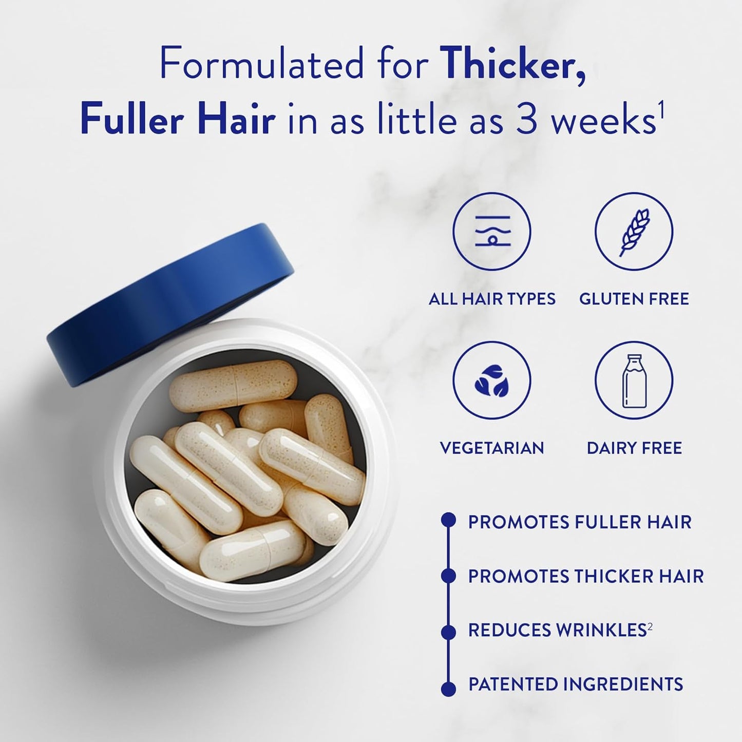 Routine Wellness Hair Growth Supplement - Clinically Proven for Thicker, Fuller Hair - Reduces Wrinkles, Fine Lines - Gluten Free, Ideal for Women & Men with Thinning Hair - 2 Bottles, 60 Day Supply