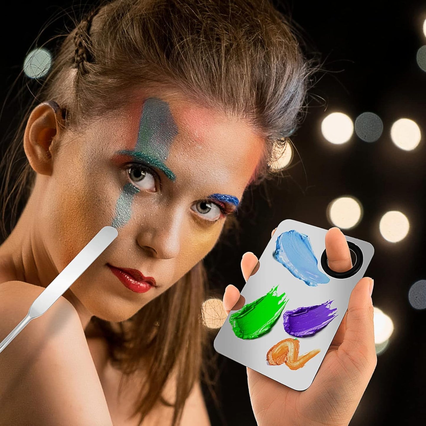 Picasso Spatula Makeup Korean Stainless Steel Makeup Spatula and Palette Set Professional Facial Makeup Tools Foundation Spatula Cosmetic Spatula Tool Makeup Mixing Palettes