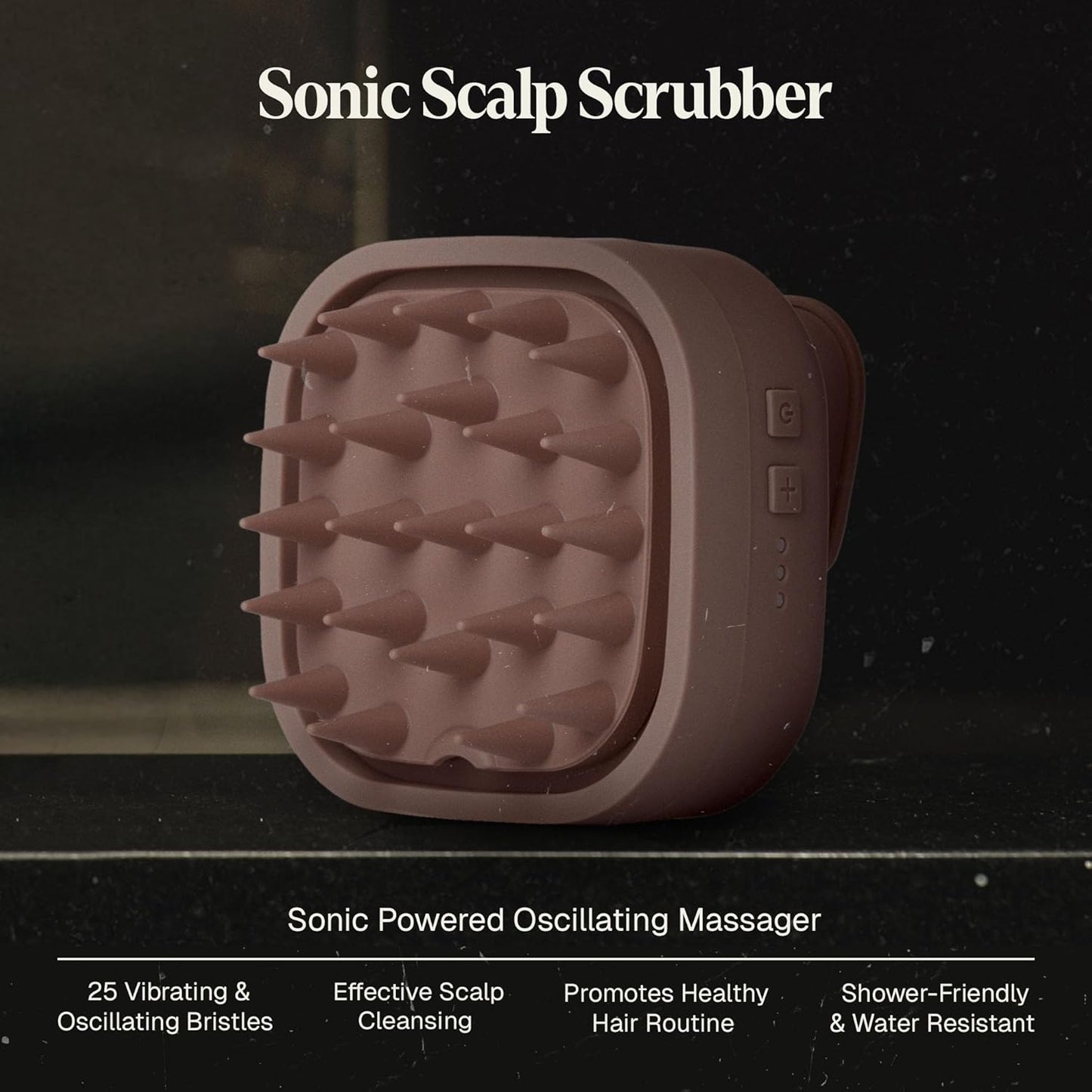 Black Wolf Sonic Scalp Scrubber, (Taupe) - Hair & Scalp Massager Brush with 3-Speed Oscillation - Rechargeable Scalp Care Comb with Soft Silicone Oscillating Bristles for Deep Clean & Exfoliation
