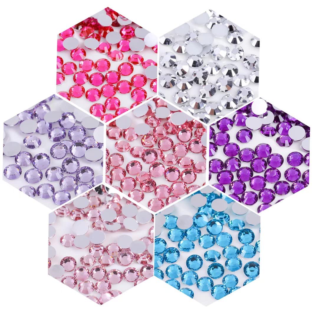 1000 Pieces SS20 5mm Flatback Rhinestones Clear Glass Round Gems Crystals for Nail Art DIY Crafts Clothes Shoes Bags （Light Rose Red）