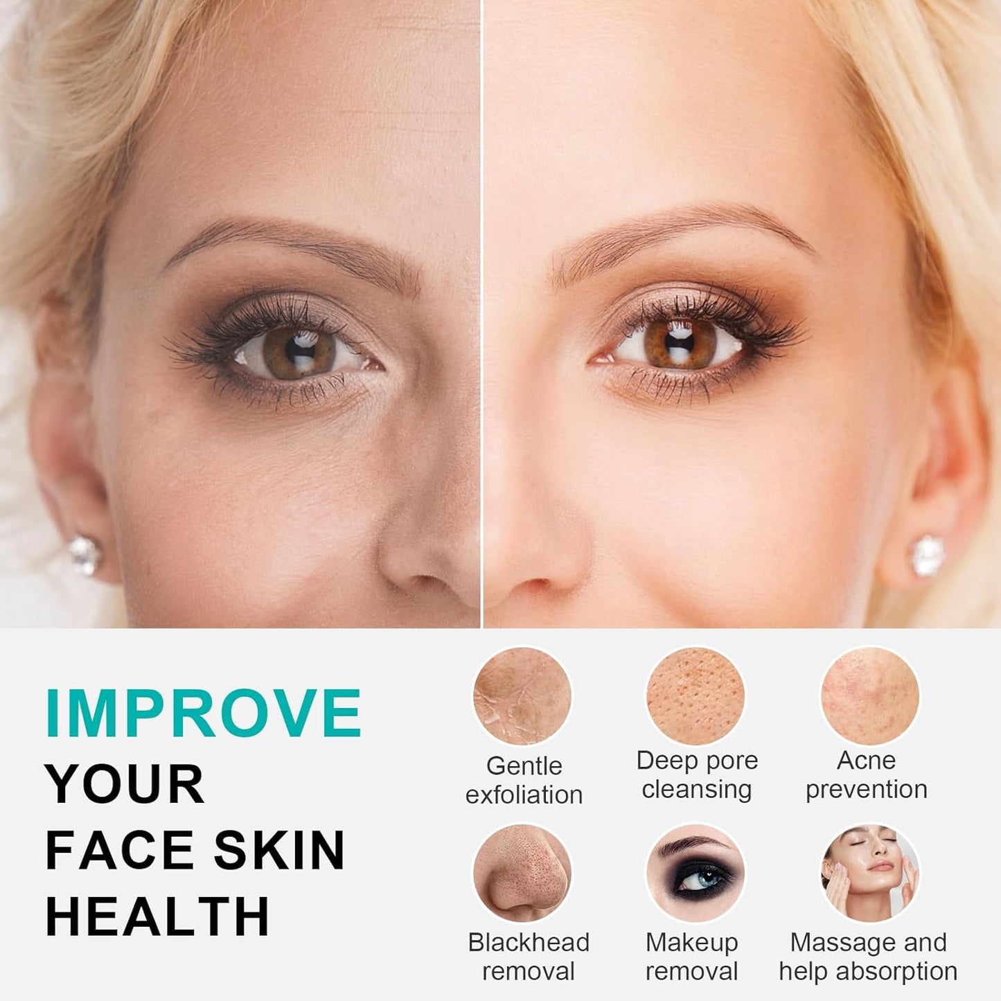 Facial Cleansing Brush, 3 in 1 Electric Face Scrubber with 3 Brush Heads for Women/Men, Waterproof Rechargeable Face Cleansing Brush for Dry Oily Sensitive Skin (Blue)