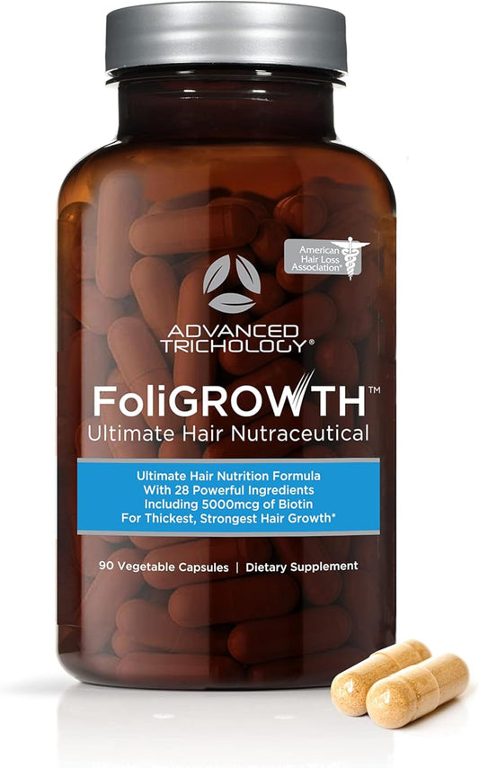 Advanced Trichology FoliGROWTH™ Hair Growth Supplement for Thicker Fuller Hair | Approved* by the American Hair Loss Association | Revitalize Thinning Hair - 90 Count (Pack of 1)