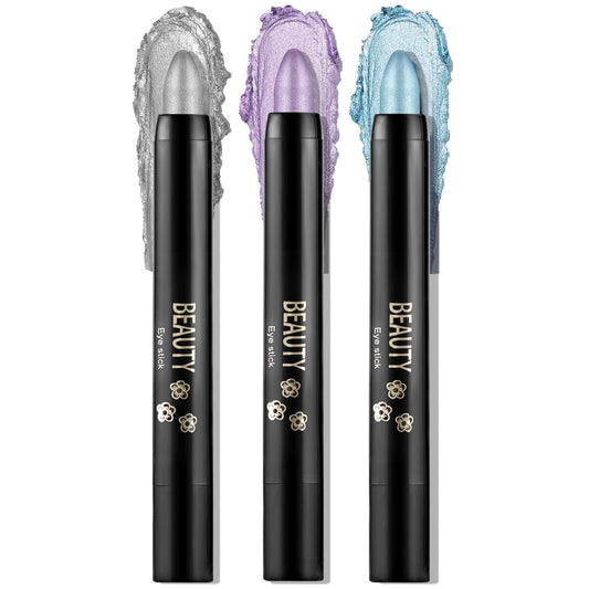 Boobeen 3PCS Cream Eyeshadow Pencil Crayon Waterproof Brightener Stick Shimmer Pen Create Glitter Eye Makeup, Easy to Use