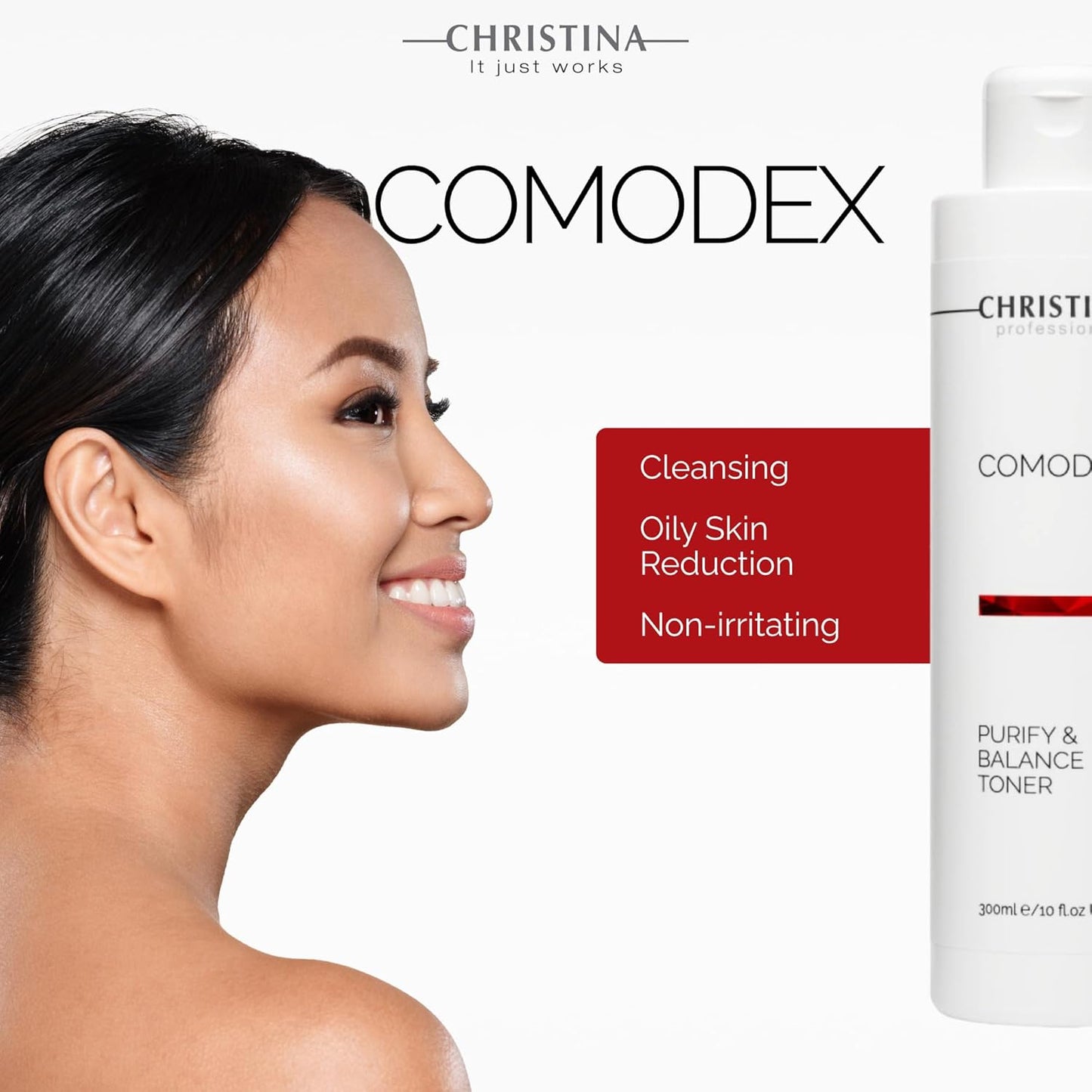 Christina Comodex Purify & Balance Facial Toner - 300ml - Non-Drying Formula with Eucalyptus and Tasman Pepper Extract - PH Balancing Toner for Combination, Normal and Oily Skin Types.