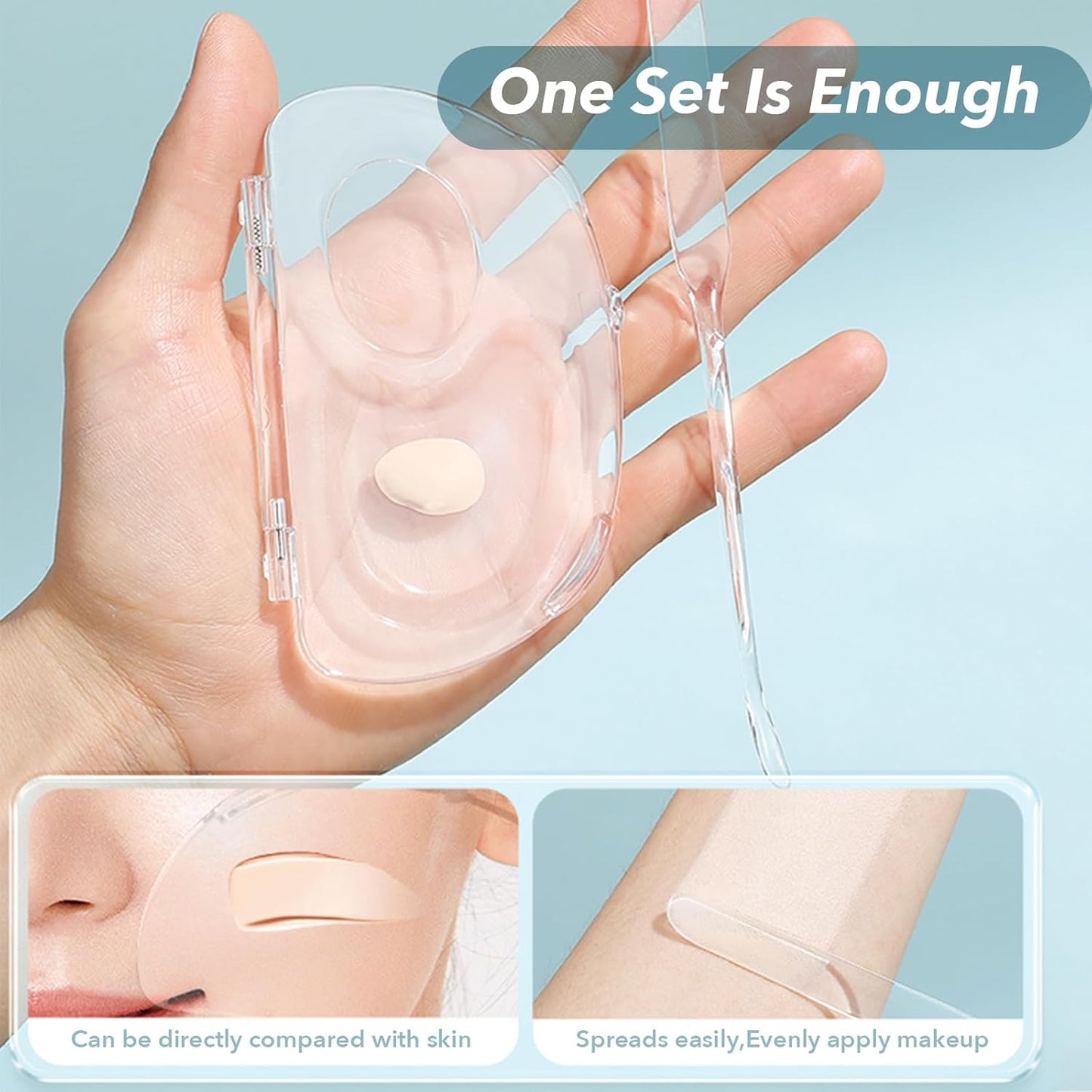 Acrylic Cosmetic Makeup Palette,2 in 1 Makeup Mixing Palette with Foundation Spatula and Storage Pigment,Handheld Makeup Mixing Tray,Makeup Plate for Foundation Eye Shadow Nail Art (A-Clear)