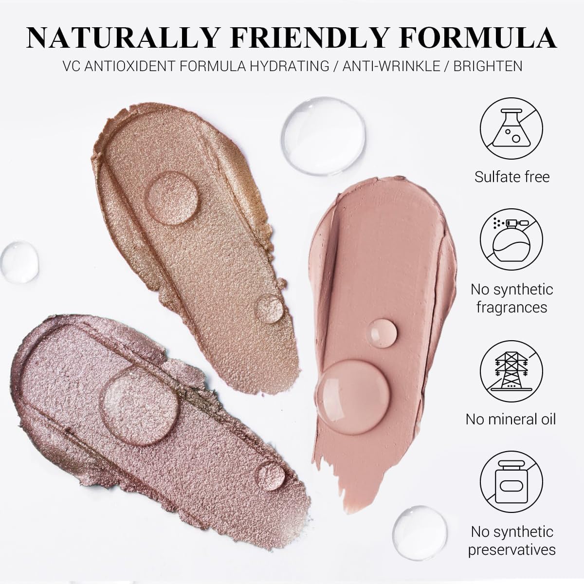 Classic 3PCS Neutral Eyeshadow Stick Makeup Set, Metallic Shimmer Matte Cream Eye Shadow Eyeliner Brightener Pencil Crayon - Rosewood Bloom