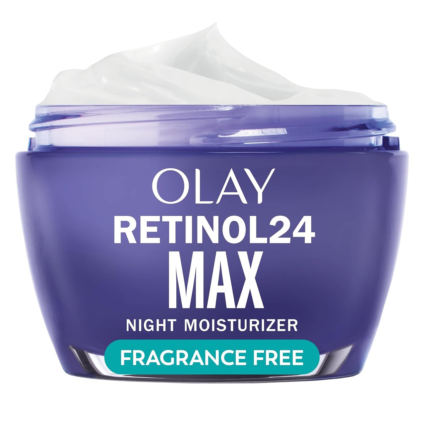 Olay Retinol Face Moisturizer, 24 MAX Anti-Aging Night Cream for Women, Fragrance-Free, Non Greasy - Anti-Wrinkle, Smooth Fine Lines, Tightening, Hydrating Skin Care - Peptides, Glycerin, 1.7 Oz