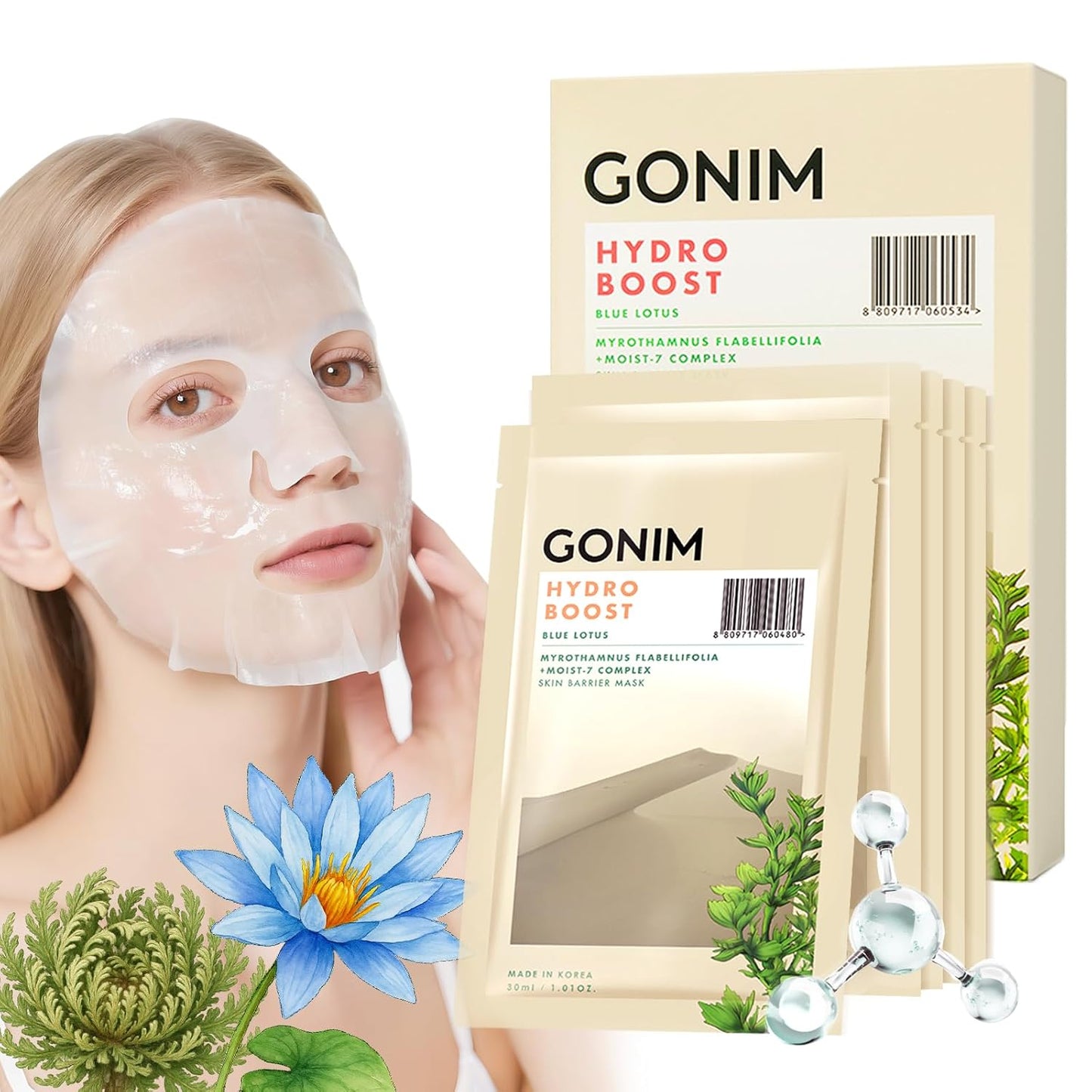 Face Mask Korean Skin Care with Hyaluronic Acid & Collagen Activation- Face Masks Skincare Hydration, Anti Aging & Moisturizing Sheet Mask for All Skin Korean Face Mask 30ml x 5 Sheets