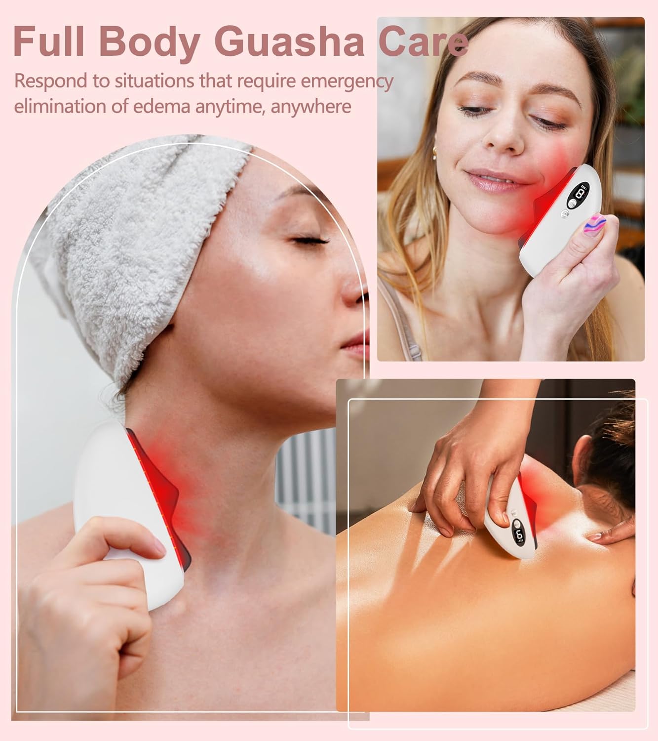 Gua Sha Facial Tool, Electric Black Obsidian Guasha Tool for Face, Chin, Neck, Body, Heated Vibrating Massage Gua Sha Stone for Face Sculpting