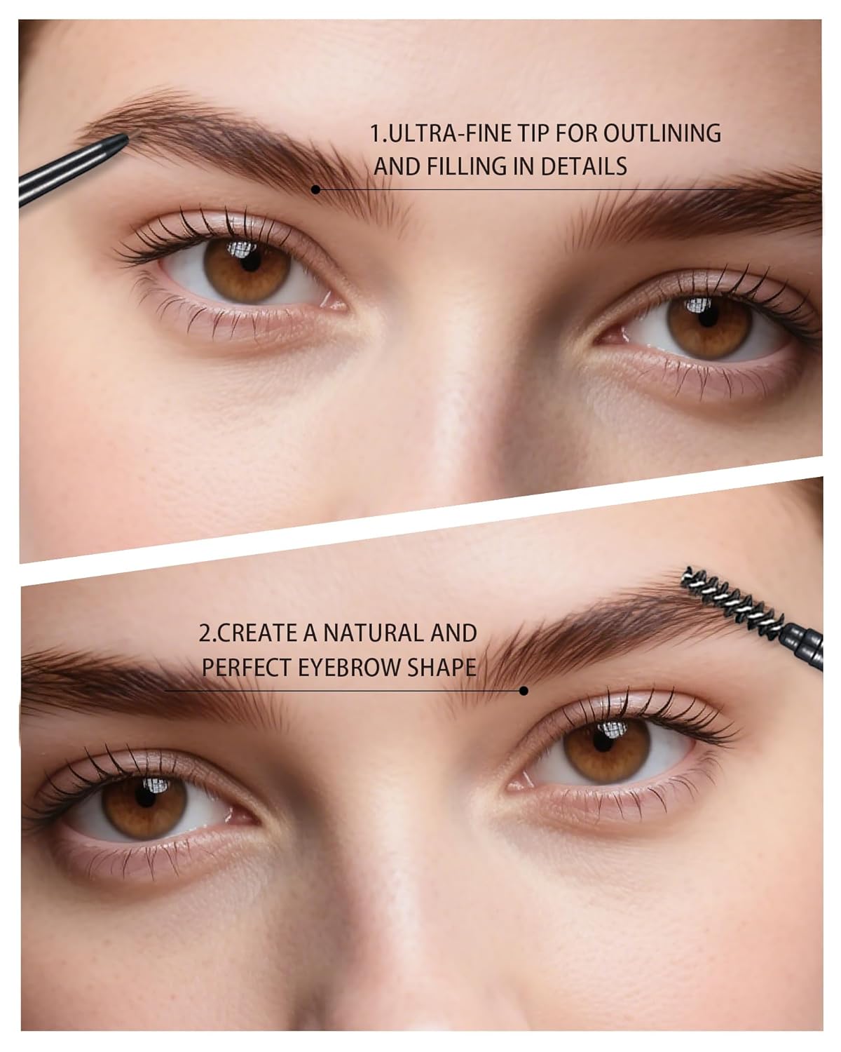 Dark Brown Eye Brow Pencils for Women, 6Pcs Waterproof Eyebrow Pencil, 1.5mm Micro-Fine Tip & Spiral Brush with Brow Razors Perfect for Creating a Natural and Delicate Eyebrow Look Makeup