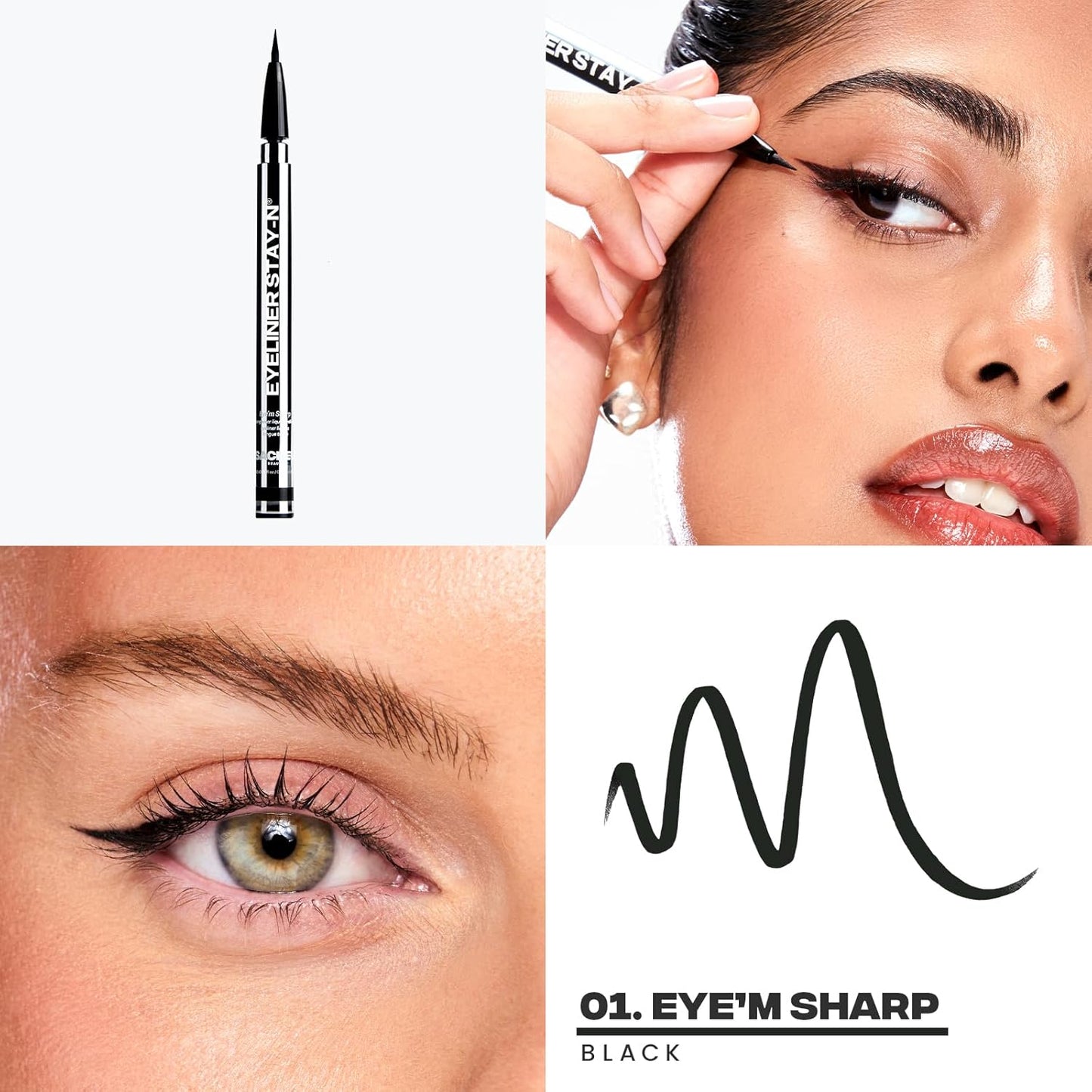 Sacheu Liquid Eyeliner STAY-N Long Wear Waterproof Eyeliner Pen with Ultra-Precise 360° Flexible Tip — Smudge-Proof Vegan & Cruelty-Free Eye Makeup, Eye’m Sharp