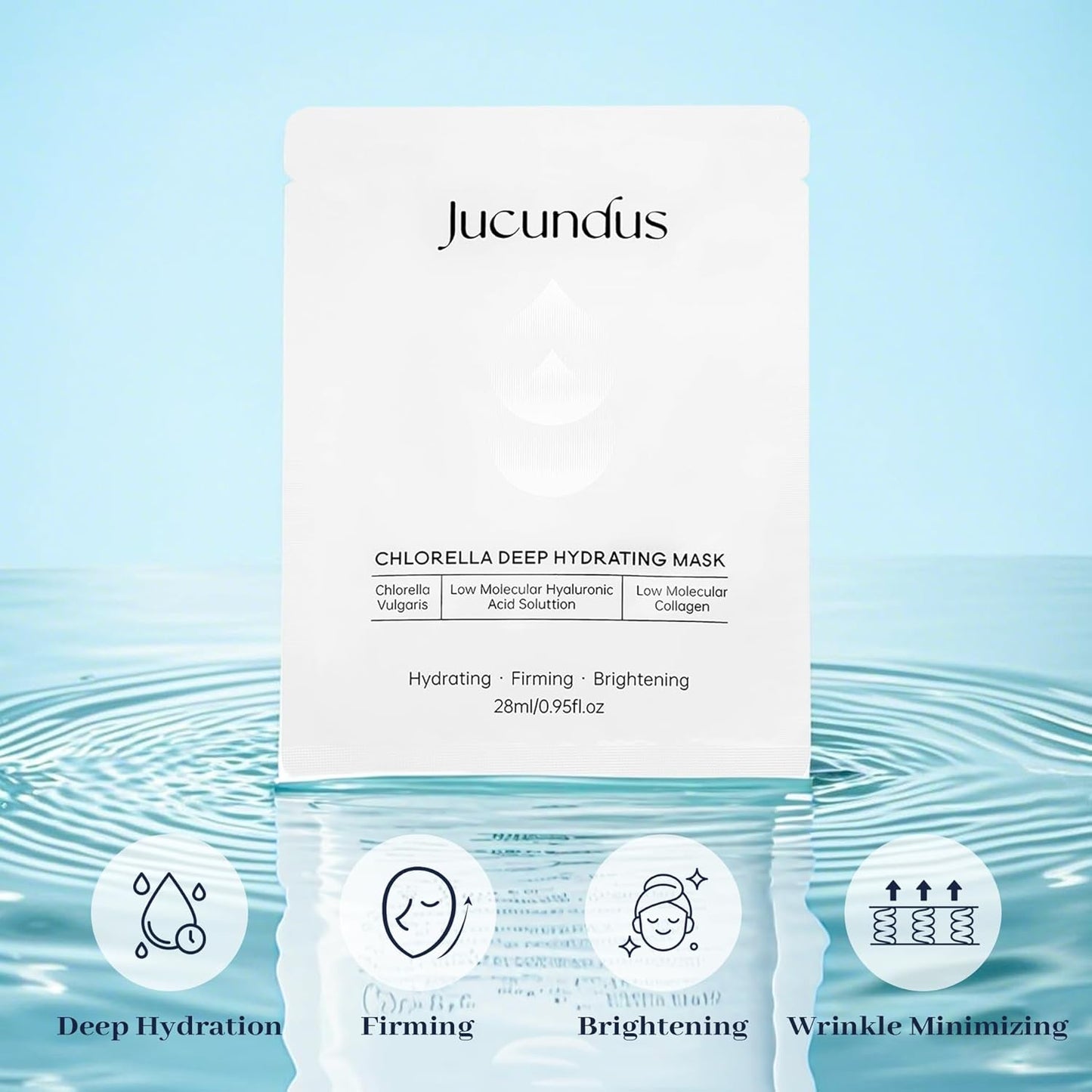 Chlorella Deep Hydrating Mask,with Bio-Collagen,Hyaluroic Acid and Chorella | Sheet Facial Mask Skincare | Improves Hydrating,Firming,Glowing | Skin moisturizer masks,5ea