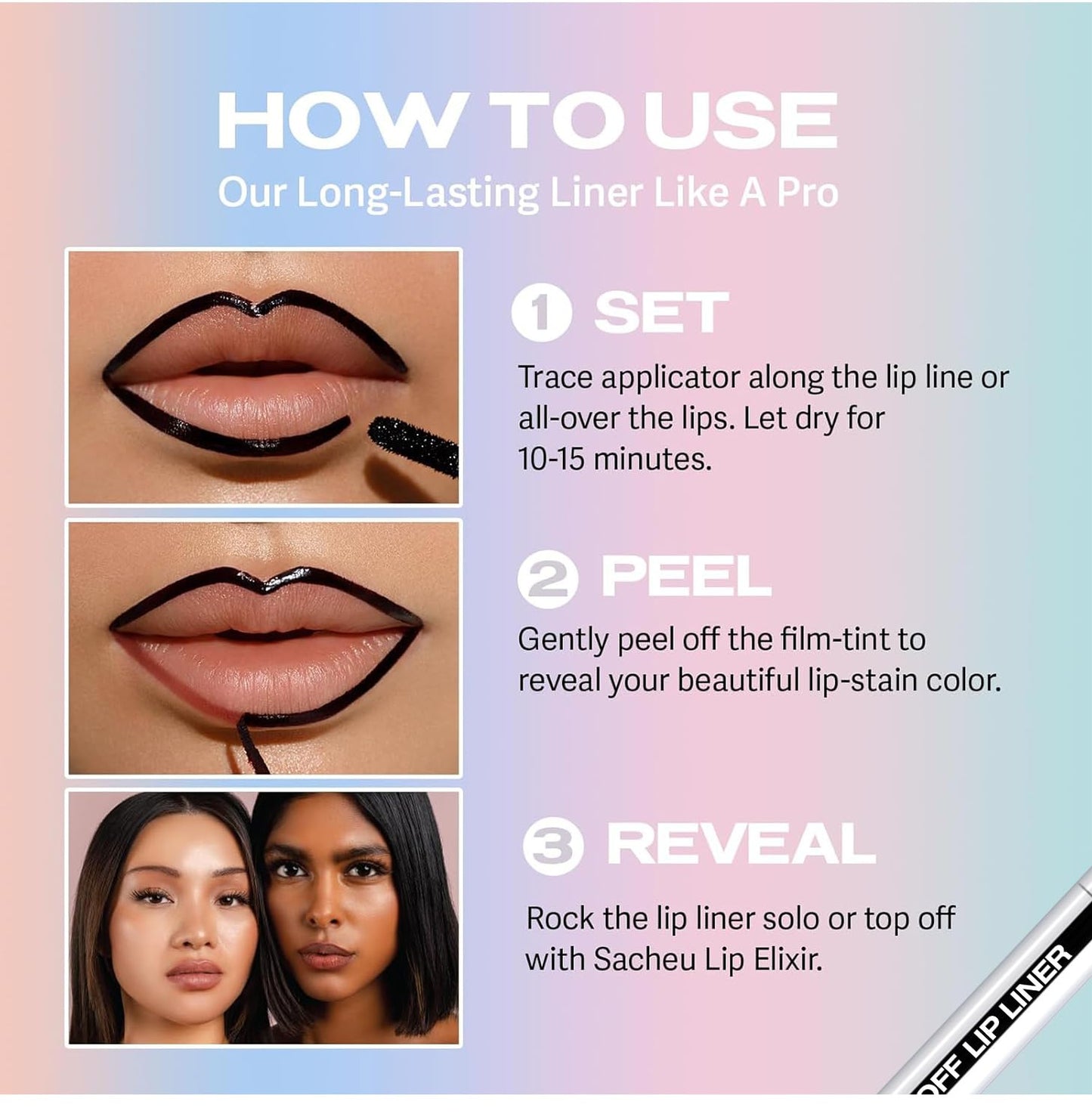 Longwear Peel-off Lip Stain Marker Peel Off with Vitamin E - Smudge-Resistant Lip Liner & Base for All Skin Types (02#)
