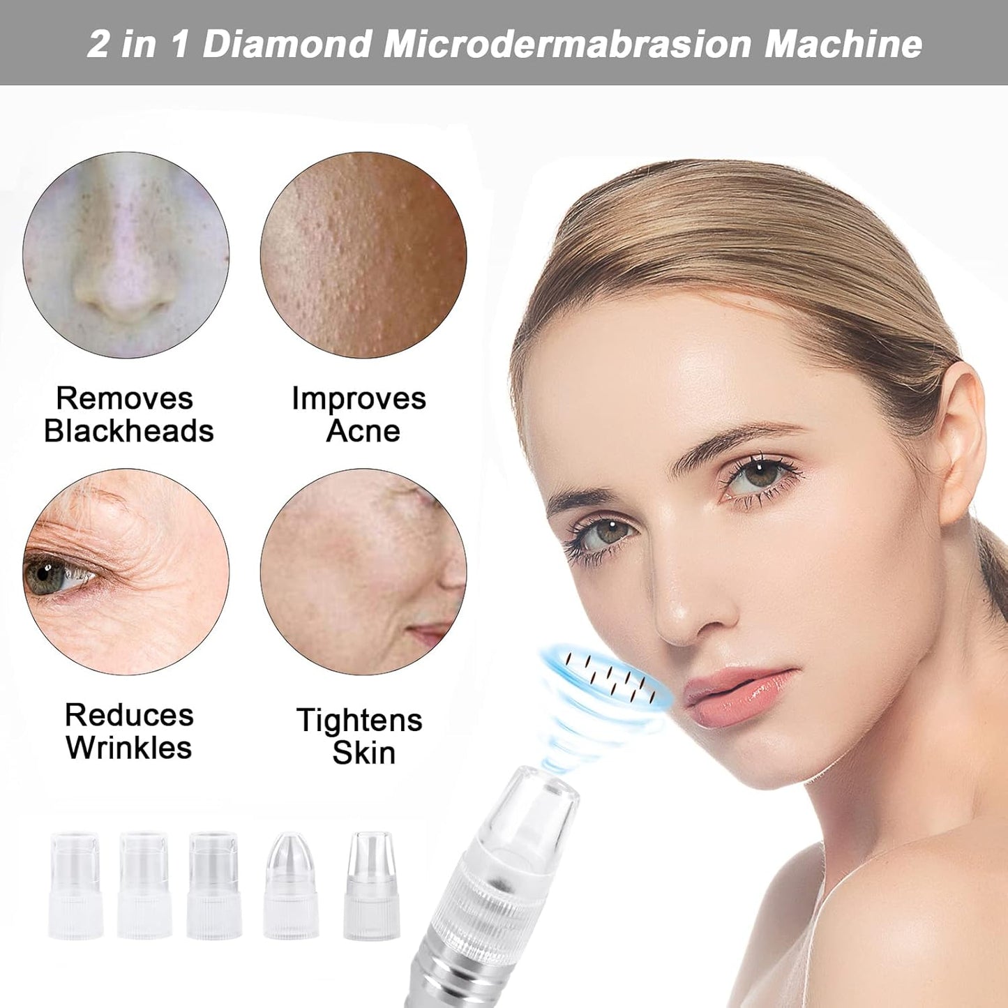Diamond Microdermabrasion Machine Professional Plus, 3 in 1 Pink Diamond Dermabrasion Facial Beauty Equipment Skin Care for Vacuum Blackhead Removal & Spray, Suction Power 0-70 cmHg